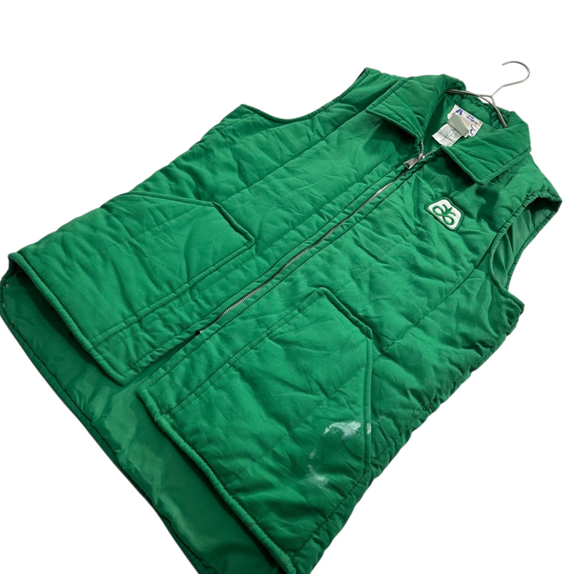 AVON SPORTSWEAR(アヴォン スポーツウェア) 80's Zip-Up Quilted Vest 80年代 ジップアップ 中綿 ベスト M グリーン