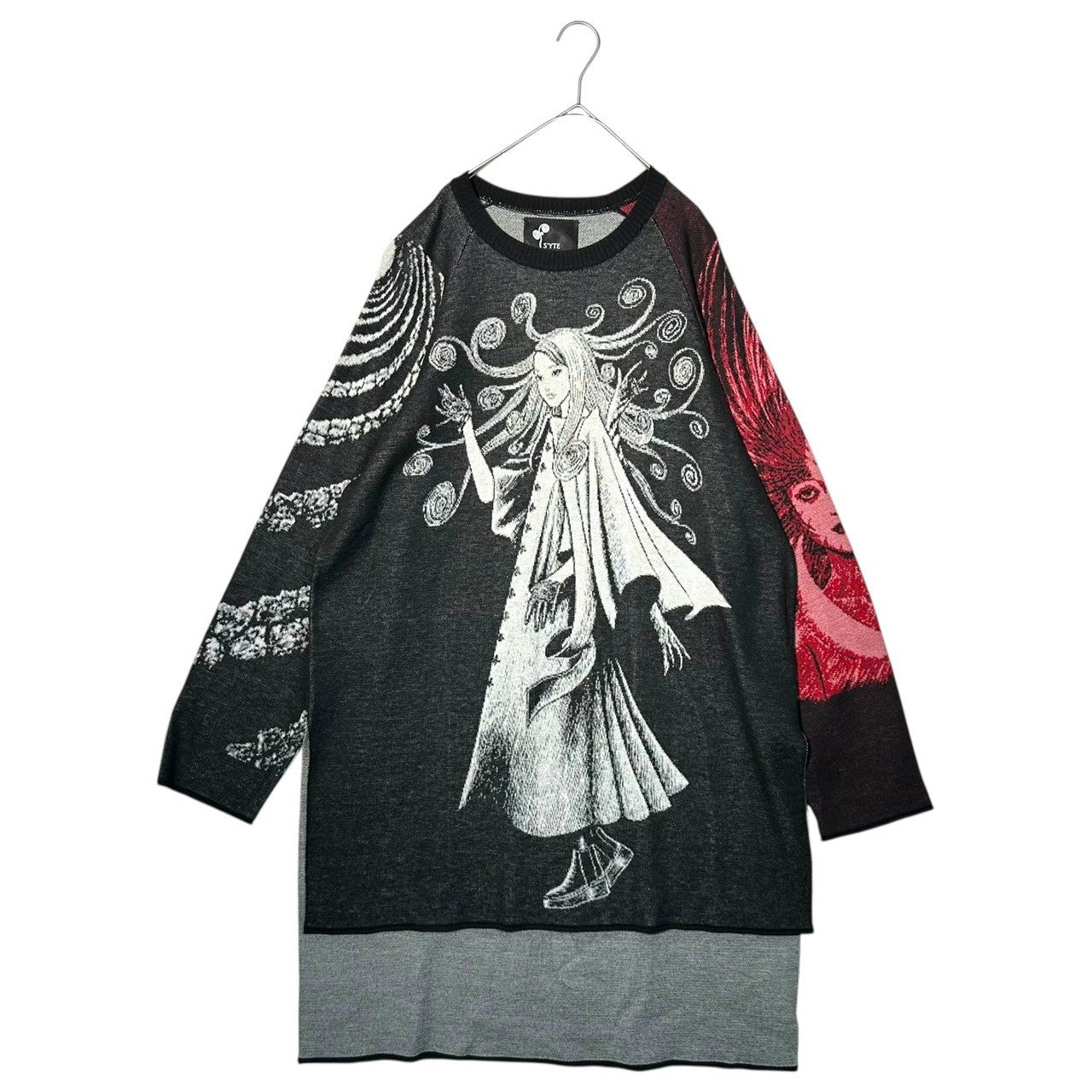 S’YTE × Junji ITO(サイト × ジュンジ イトウ) 20AW Tomie Front Back Placement Pullover Jacquard Knit 富江 フロント バック 配置 プルオーバー ジャガード ニット UJ-K40-614 3(L程度) ブラック 伊藤潤二氏デビュー作 富江 名作コラボ