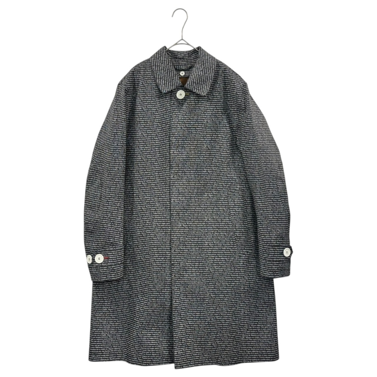 MACKINTOSH×BAND OF OUTSIDERS(マッキントッシュ×バンドオブアウトサイダーズ) Laurel Eve Sam Text Print Rubber-Coated Coat ロレル イブサム テキスト プリント ゴム引き コート 40 ブラック