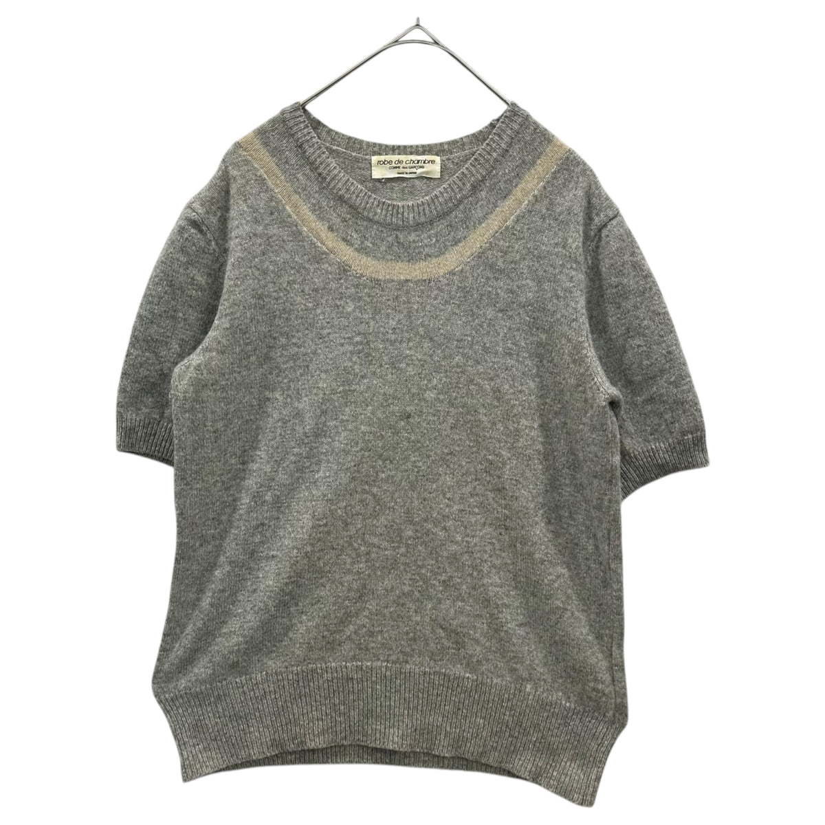 robe de chambre COMME des GARCONS(ローブドシャンブルコムデギャルソン) 1997AW Collar Line Wool Knit 襟ライン ウール 半袖 ニット RN-040010 FREE グレー AD1997