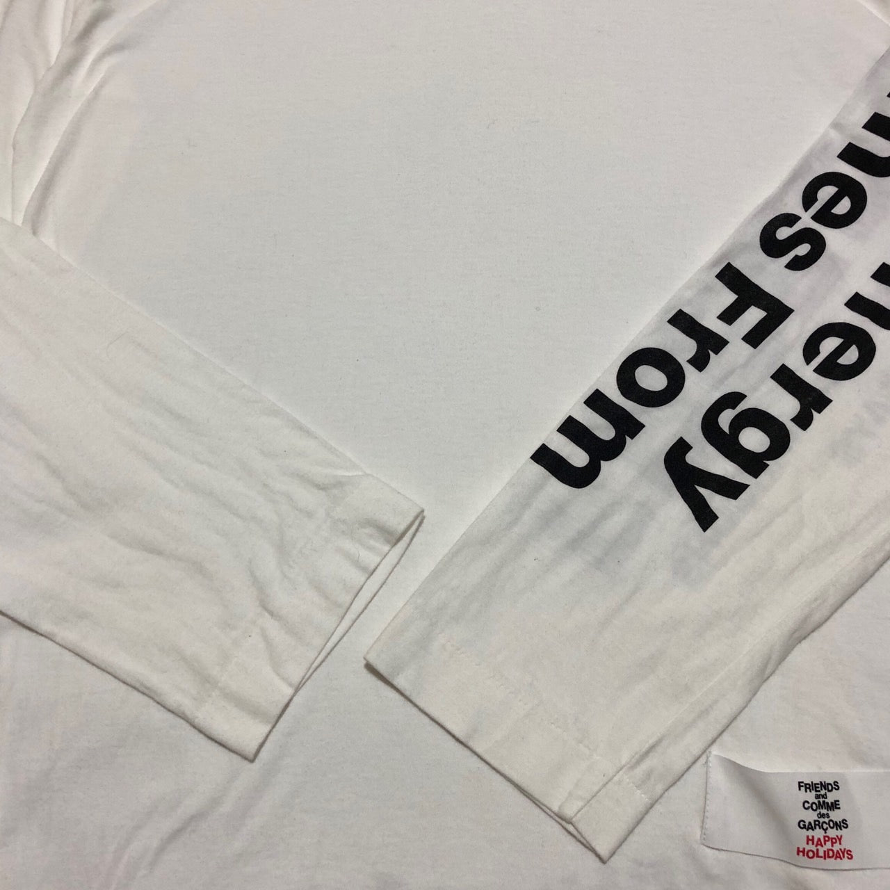 COMME des GARCONS×Maison Margiela(コムデギャルソン×メゾンマルジェラ) 18AW HOLIDAYSCOLLECTION FREEDOM LONG TEE/ホリデーズコレクションフリーダムロングティー/ロンT/カットソー/エイズTプリント OB-T003 SIZE L ホワイト×ブラック AD2018 レアコラボアイテム