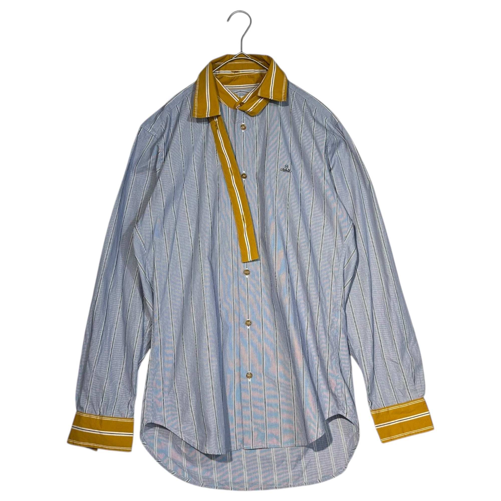 Vivienne Westwood MAN(ヴィヴィアンウエストウッドマン) 19AW 2WAY Design Color Stripe Shirt デザイン カラー ストライプ シャツ VW-WR-89926 46 スカイブルー×イエロー 長袖