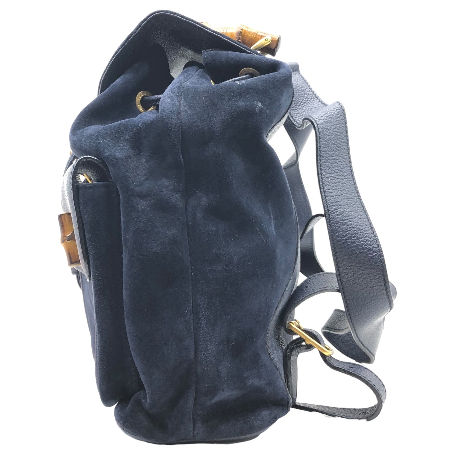 GUCCI(グッチ) vintage suede leather bamboo backpack ヴィンテージ スウェード レザー バンブー リュック 003 1998 0016 ネイビー バックパック 竹 鞄 バッグ