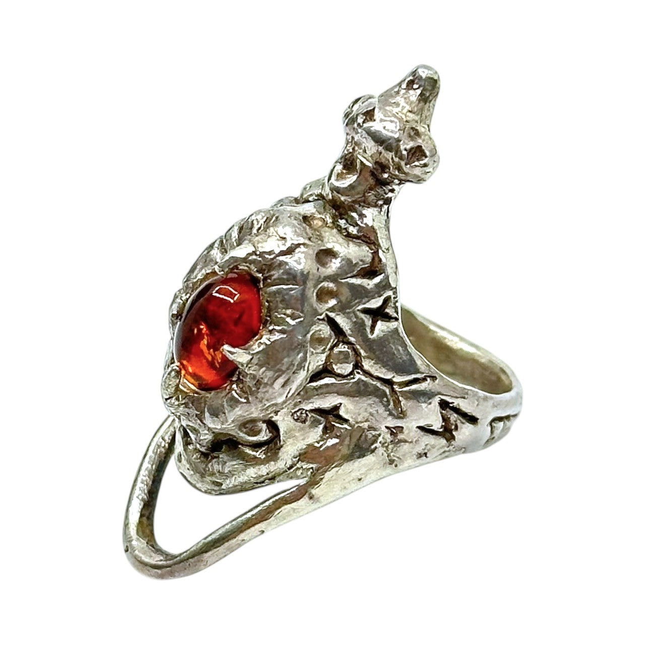 STONE BELLY(ストーンベリー) 925 Silver DRAQULA'S FOSSIL RING ドラキュラ 化石 リング 琥珀 シルバー 8号 シルバー 指輪 ストックホルム発ブランド