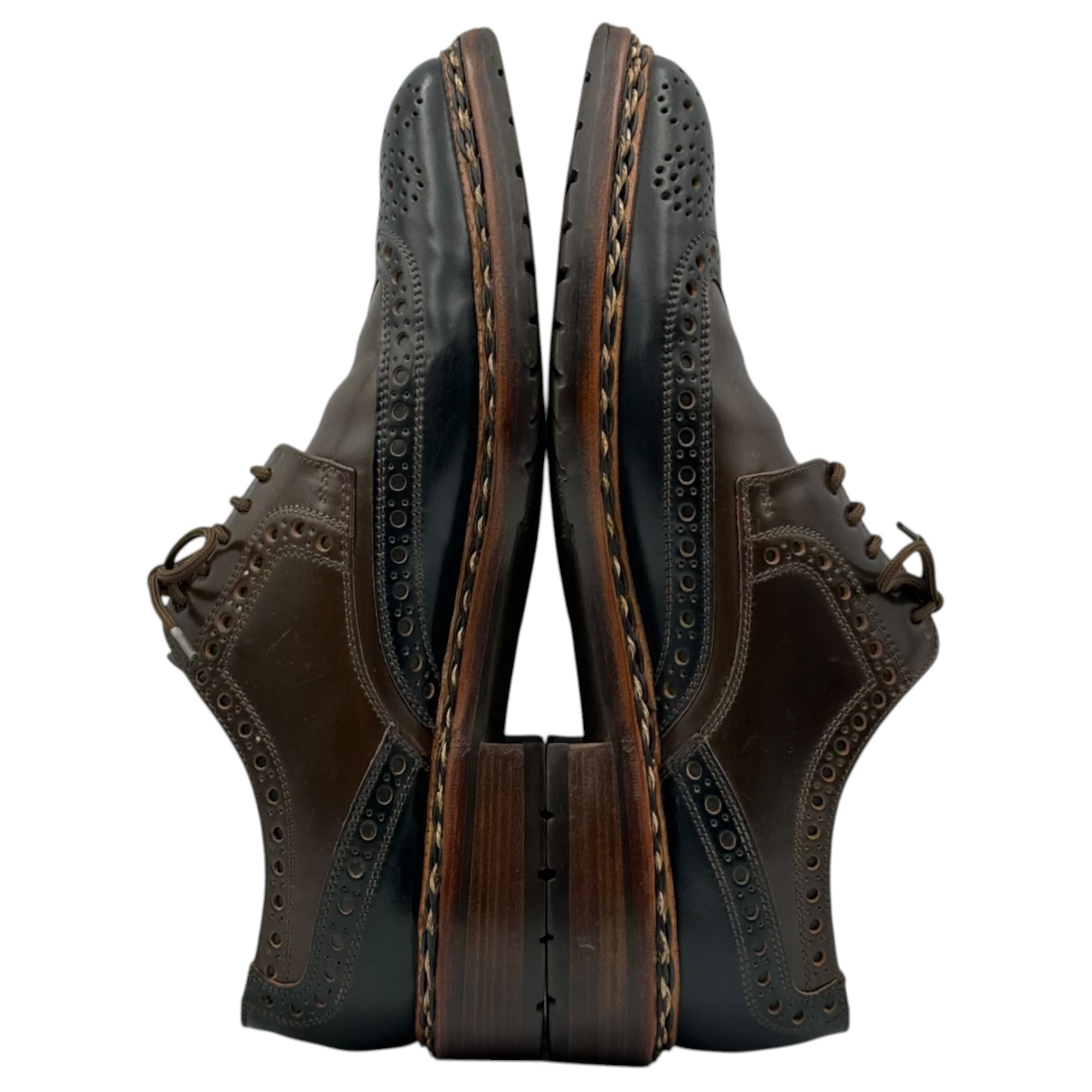 HEINRICH DINKELACKER(ハインリッヒディンケラッカー) BUDA Derby Shoes ブダ コードバン 2トーン ウィングチップ ダービー シューズ 表記無 ネイビー×ブラウン 革靴 レザー