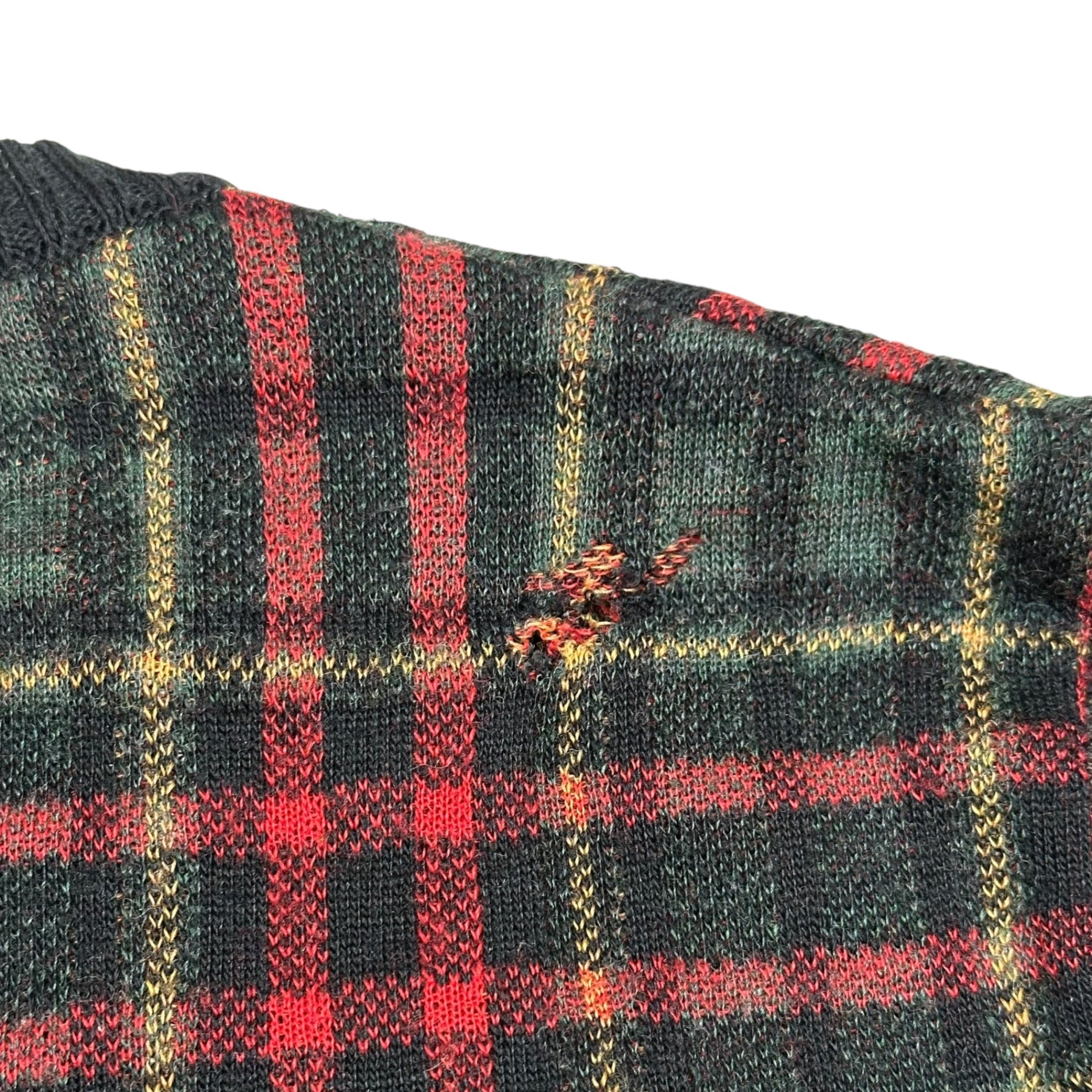 UNDERCOVERISM(アンダーカバイズム) 02AW ”魔女期” バック クロス プリント タータン チェック ニット Back Cross Print Tartan Check Knit M324 M グリーン×レッド アーカイブ 00s