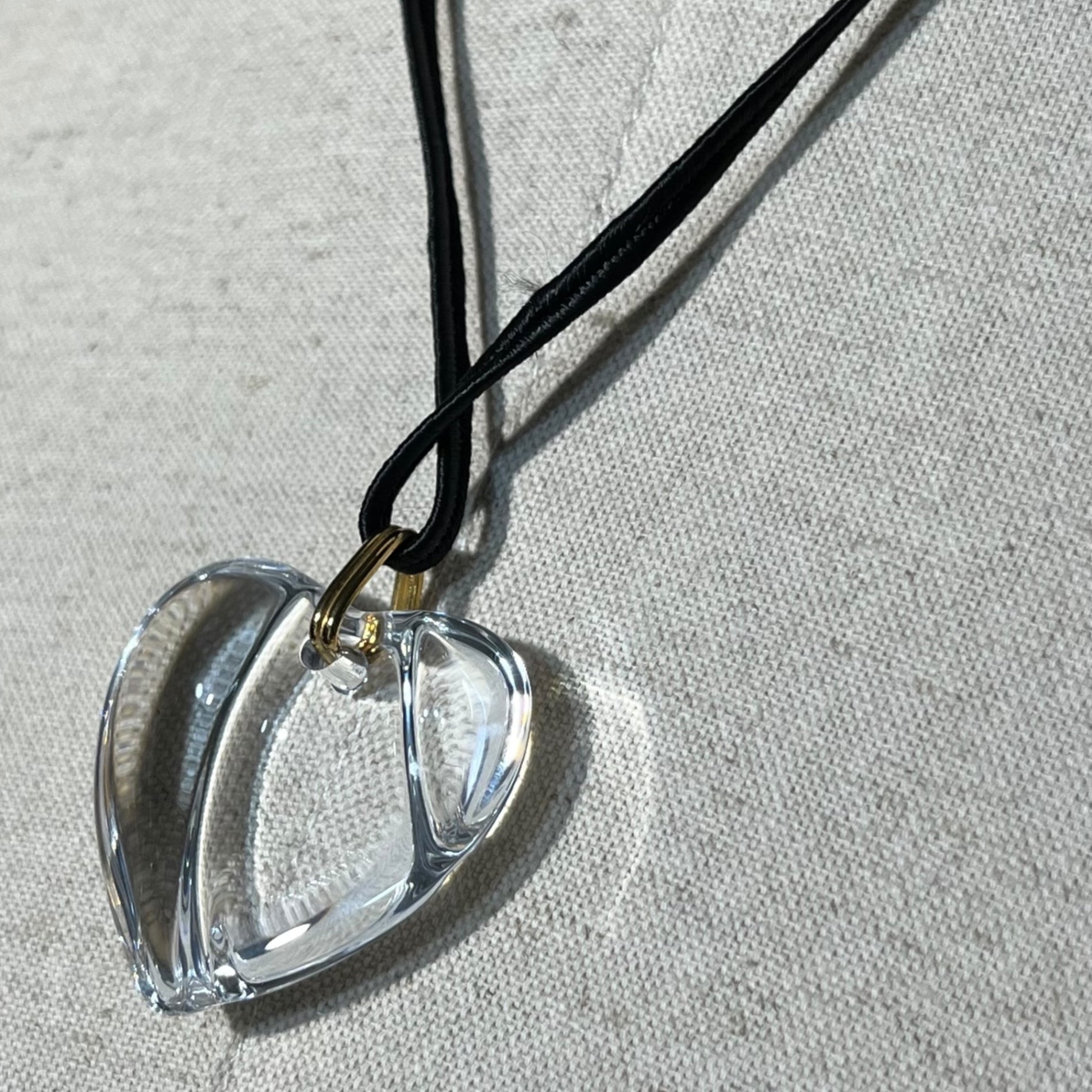 Baccarat(バカラ) Heart motif pendant glass necklace ハートモチーフ ペンダント グラス ネックレス クリア 箱付