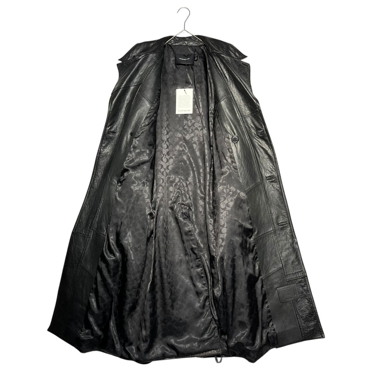 COACH(コーチ) 22AW OLD COACH BAG Reconstructed Leather Trench Coat オールド コーチ バッグ 再構築 レザー トレンチ コート 00000-000 M~L ブラック ヴィンテージレザー解体再構築品 一点物 ランウェイ着用 モデル リメイク