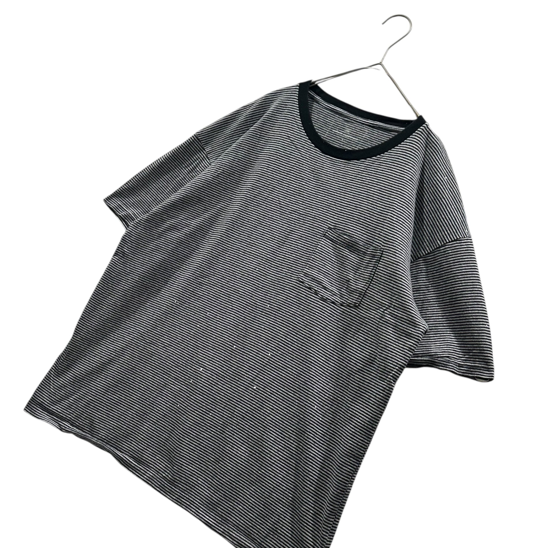 uniform experiment(ユニフォームエクスペリメント) Striped Pocket T-shirt ペンキ ボーダー ポケット Tシャツ UE-210063 4 ブラック×グレー