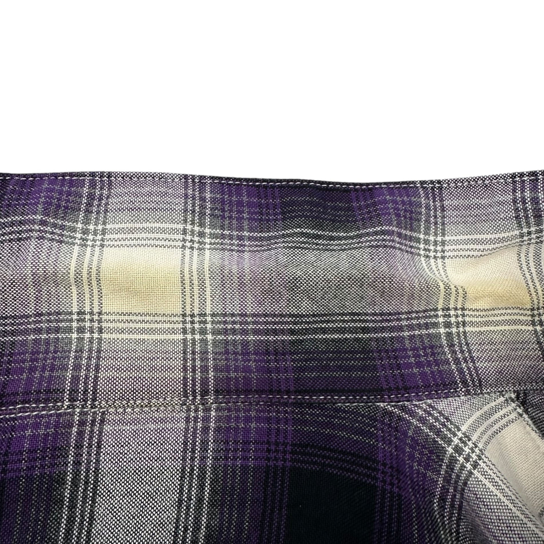 NUMBER (N)INE(ナンバーナイン) 09SS open collar check shirt オープンカラー チェック シャツ NNS-S902 n(n)ライン 袖裏音符 2(S) パープル