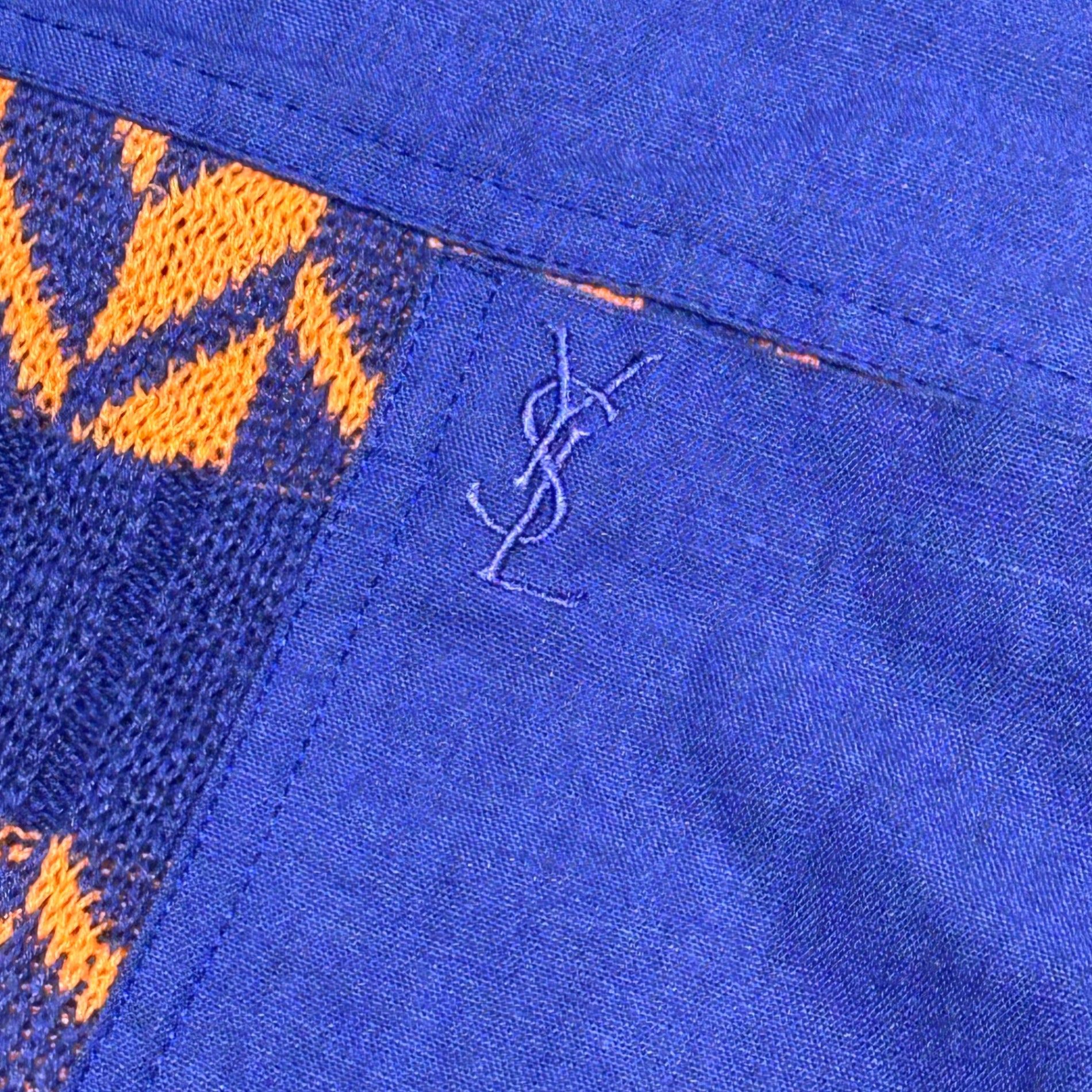 YVES SAINT LAURENT(イヴサンローラン) Knit-Panel Polo Shirt ニット 切替 ポロシャツ M パープル×オレンジ