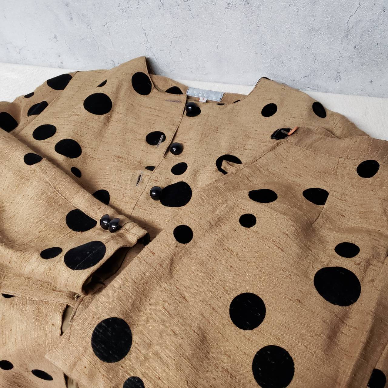 Euro Vintage(ヨーロッパヴィンテージ) Mame_ドットなセットアップジャケット 1(Sサイズ程度) ブラウン