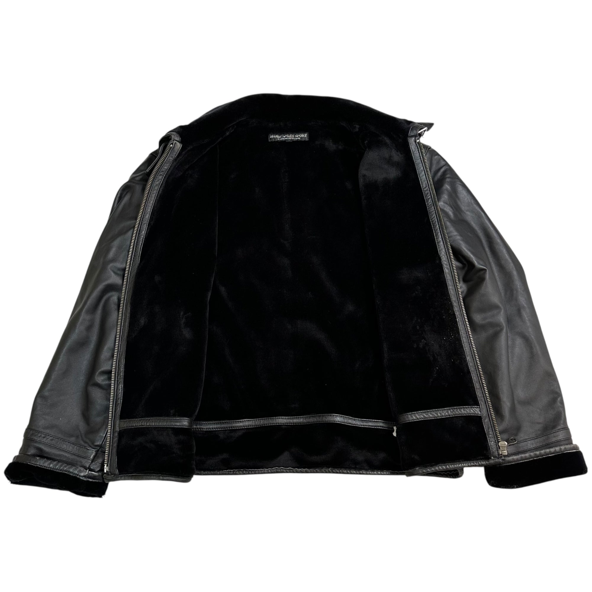 HARDY AMIES SPORT(ハーディエイミススポーツ) 90's lamb leather jacket with boa lining 90年代 裏ボア ラムレザー ジャケット L ブラック