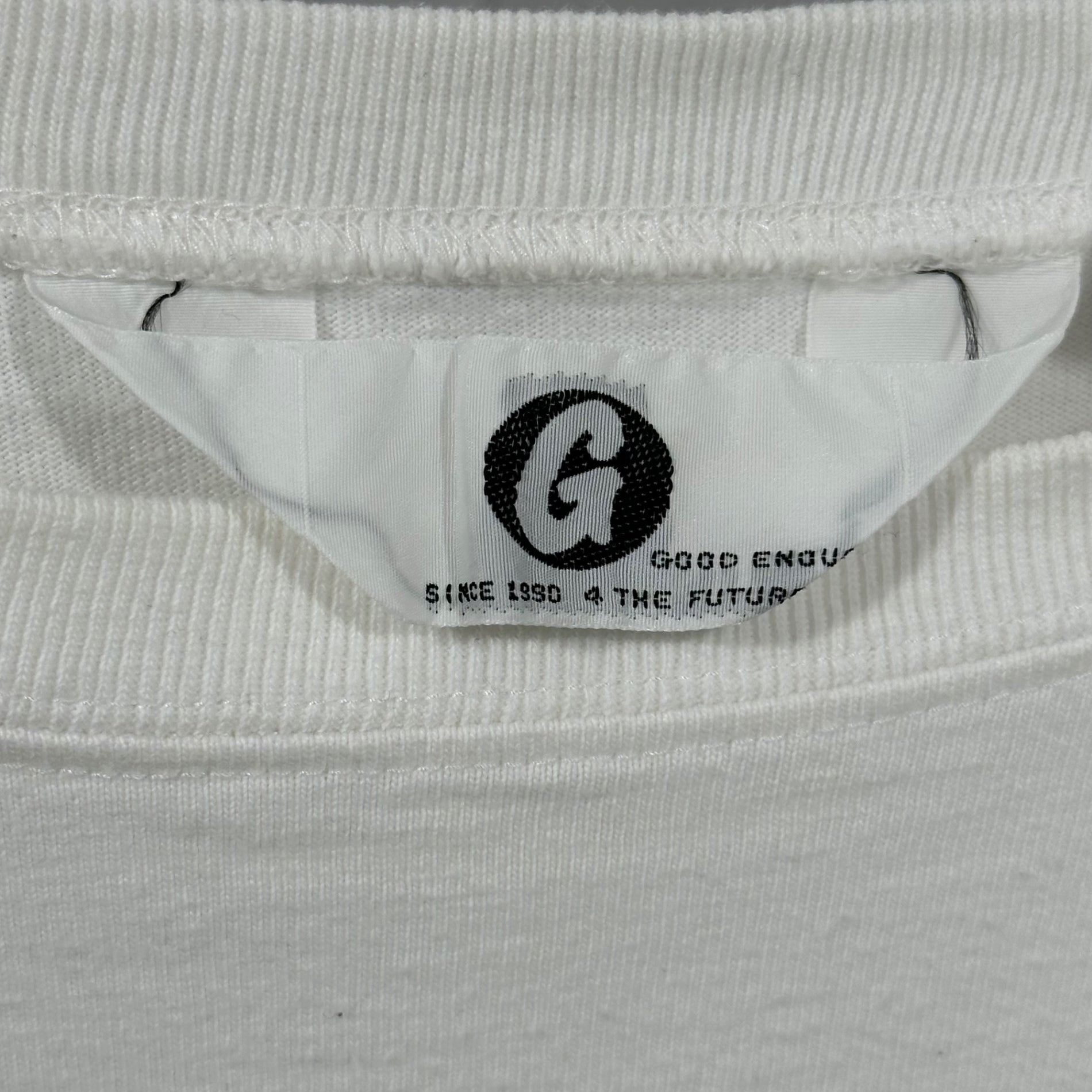 GOODENOUGH(グッドイナフ) 90’s Line-blocked s/s T-shirt ライン 切替 半袖 Tシャツ 表記消(M程度) ホワイト×グレー