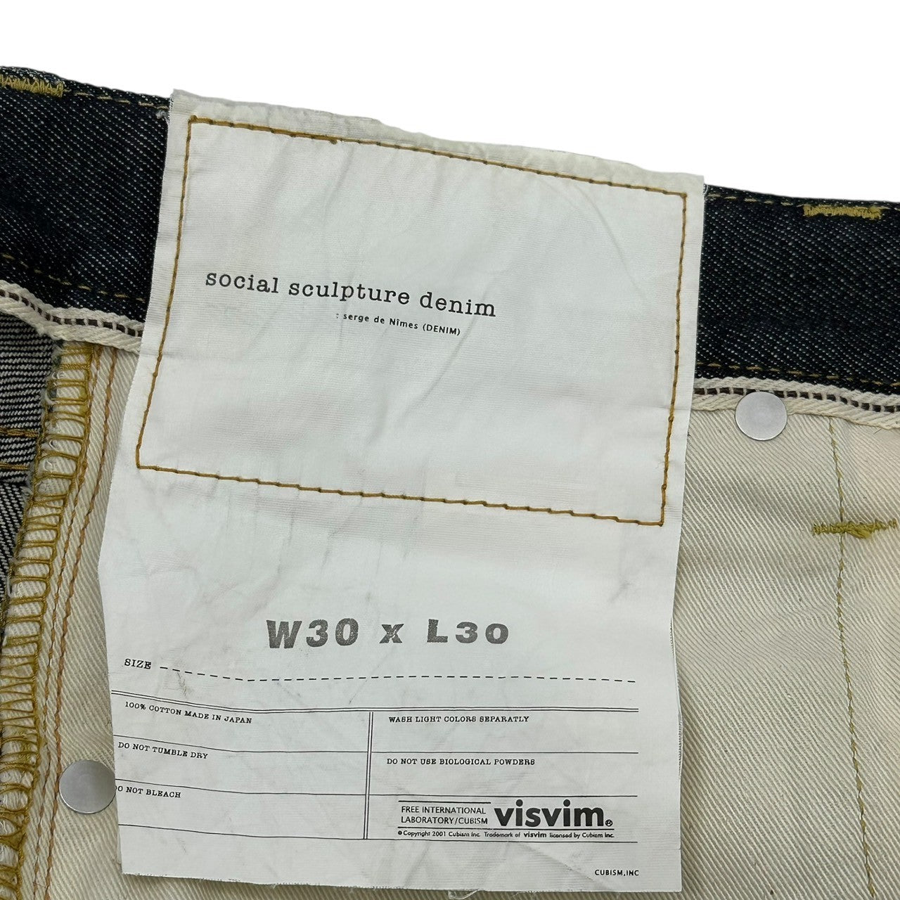 VISVIM(ビズビム/ヴィズヴィム) SOCIAL SCULPTURE DENIM 01 SLIM NON-WASHED 01.2NW ユーズド加工 デニム パンツ 0114105005008 W30/L30 インディゴ
