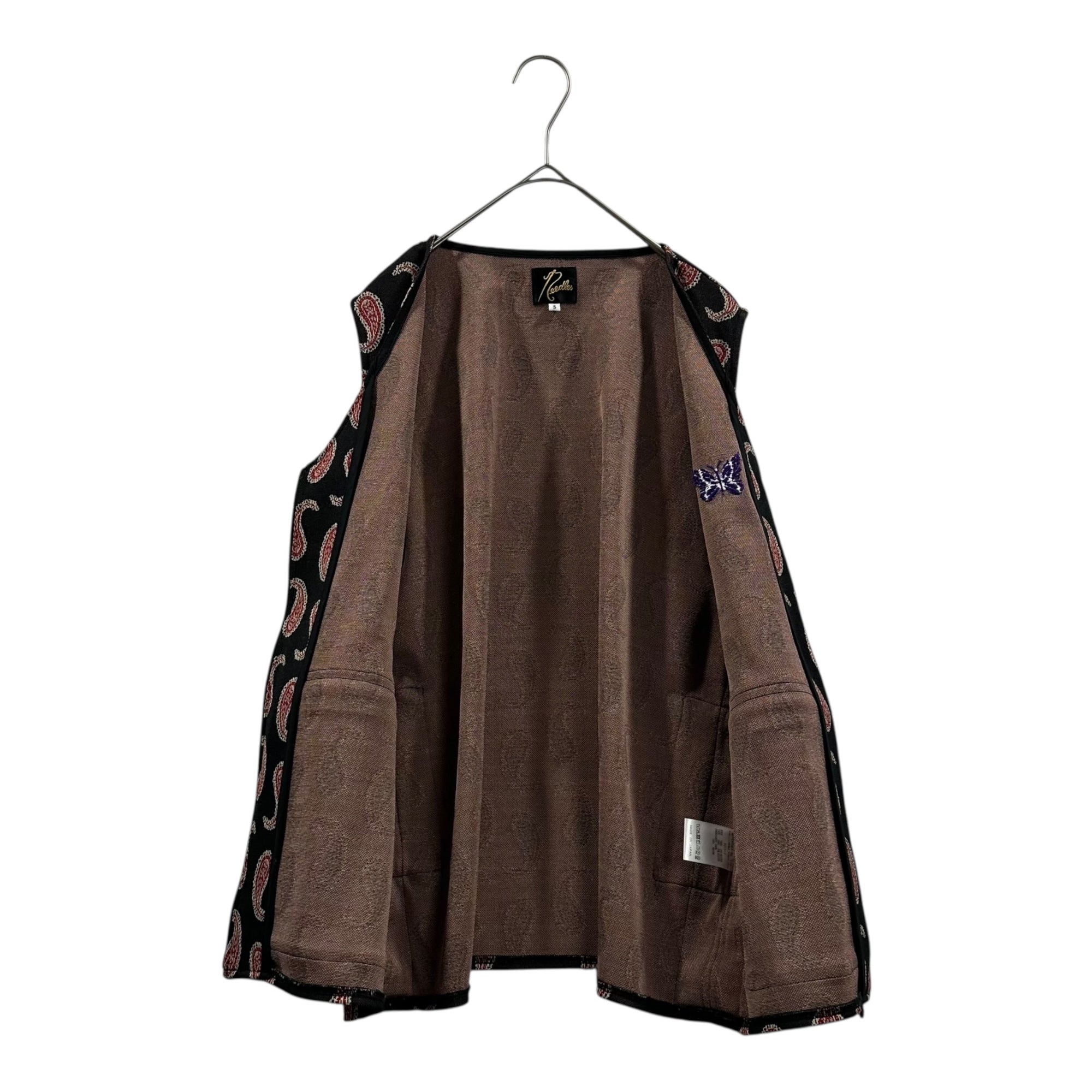 NEEDLES(ニードルズ) 19AW Paisley Radio Vest Poly Jacquard ペイズリー柄 ラジオベスト ポリジャカード QV1513 S ブラック×レッド