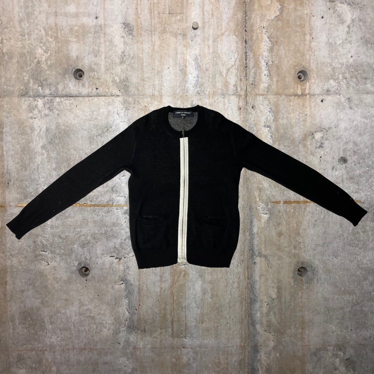 COMME des GARCONS HOMME(コムデギャルソンオム) 05AW ”C.G.D.H.”back logo zip cardigan/バックロゴジップカーディガン HP-N017 SIZE M ブラック×ホワイト AD2005