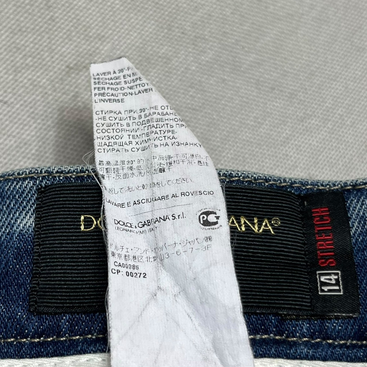 DOLCE&GABBANA(ドルチェ&ガッバーナドルガバ) Distressed stretch denim pants ダメージ加工 ストレッチ デニム パンツ G6QJLD G8T26 50(XL程度) インディゴ