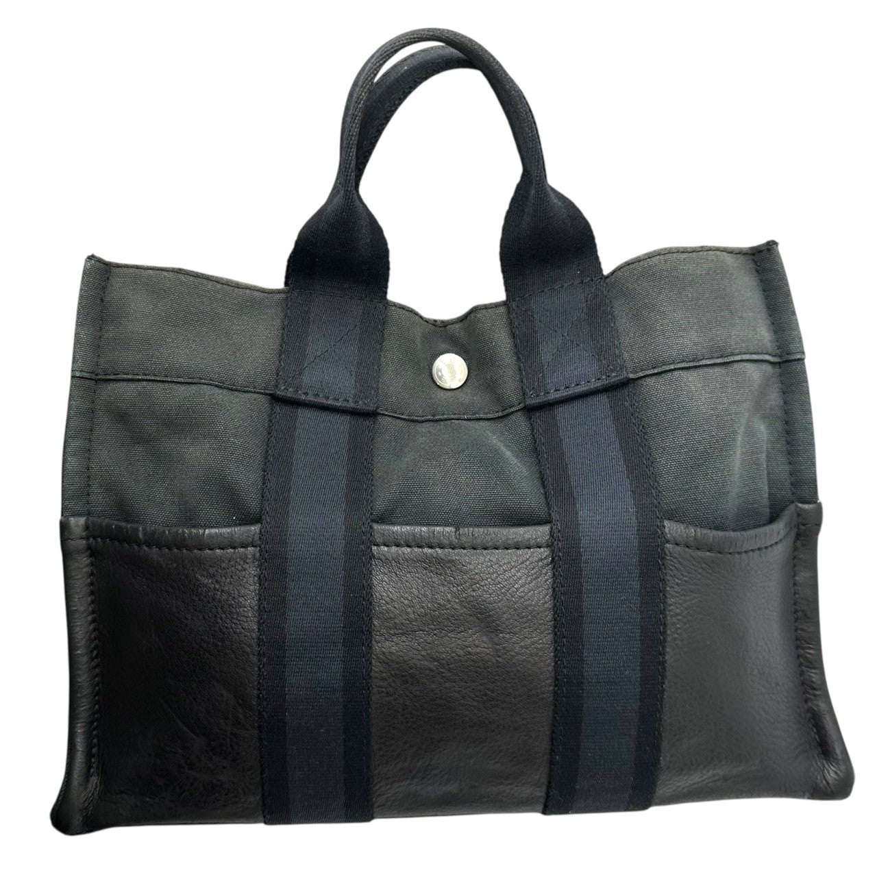 HERMES(エルメス) Furtu PM - Canvas leather フールトゥ PM - キャンバス レザー ブラック×ネイビー ミニ トート バッグ