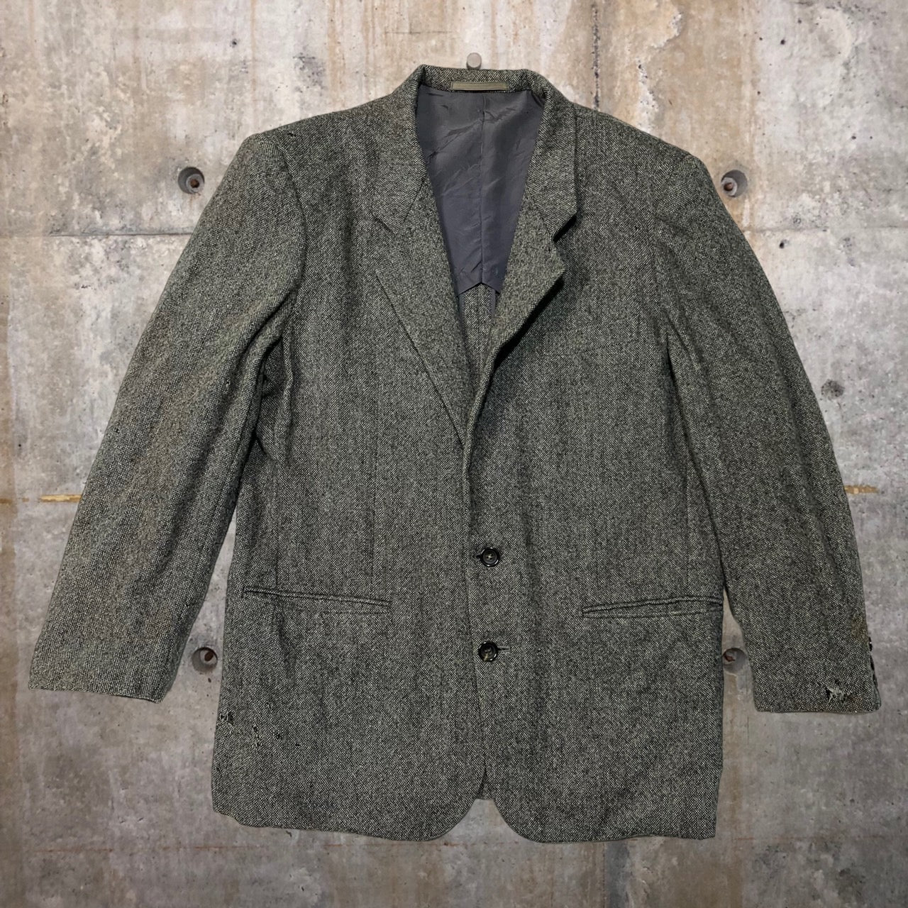 COMME des GARCONS HOMME(コムデギャルソンオム) 80'sウールテーラードジャケット HI-05017 S グレー インサイドアウト デカオム 川久保玲 本人期