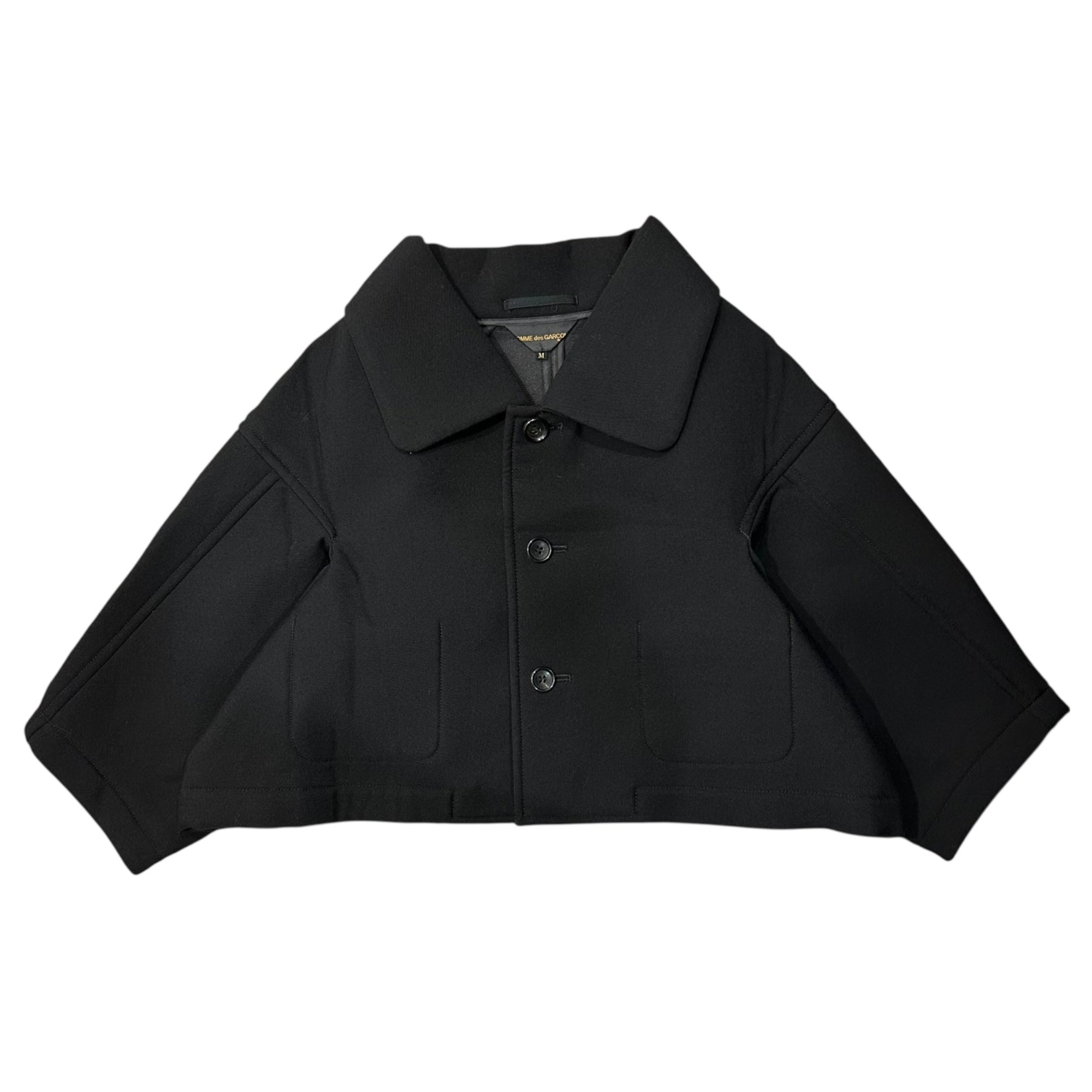 COMME des GARCONS(コムデギャルソン) 05SS Wool Bonding Short Length Wide Collar Coat ウール ボンディング ショートレングス ワイド カラー コート GO-J016 M ブラック AD2004 男性着用可能