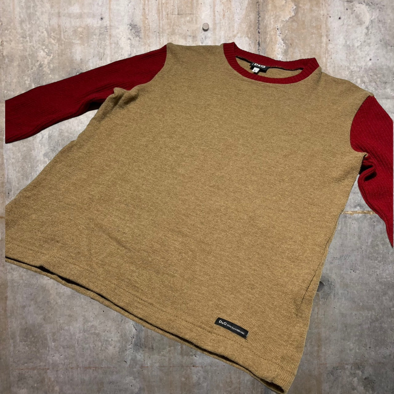 D&G DOLCE&GABBANA(ディーアンドジードルチェ&ガッバーナ) 切替リブウールニット/セーター L ブラウン ドルチェアンドガッバーナ ドルガバ