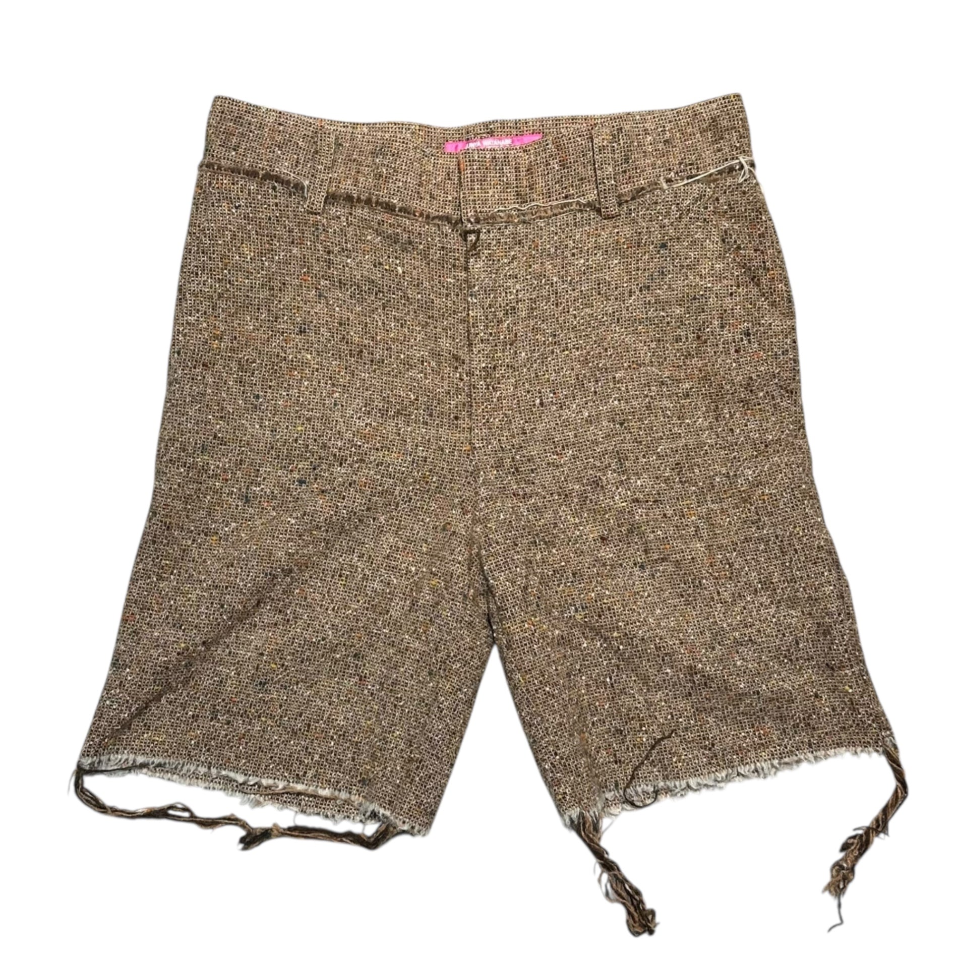 JUNYA WATANABE MAN PINK(ジュンヤワタナベマンピンク) 04AW Unfinished Hem Tweed Half Pants 縮絨加工 切りっぱなし ツイード ハーフ パンツ UN-P001 S ベージュ ショーツ