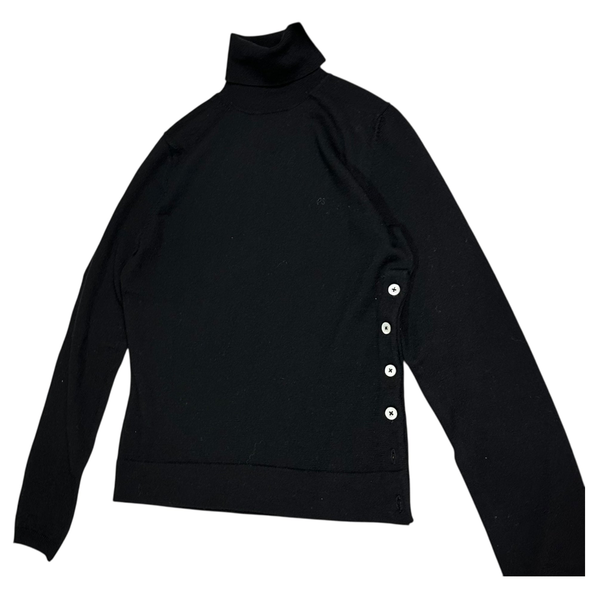 Paul Smith BLACK(ポールスミスブラック) Side Button Turtleneck Long Sleeve Knit サイドボタン タートルネック 長袖 ニット 220-5.CKR.PM.CW.6007 M ブラック