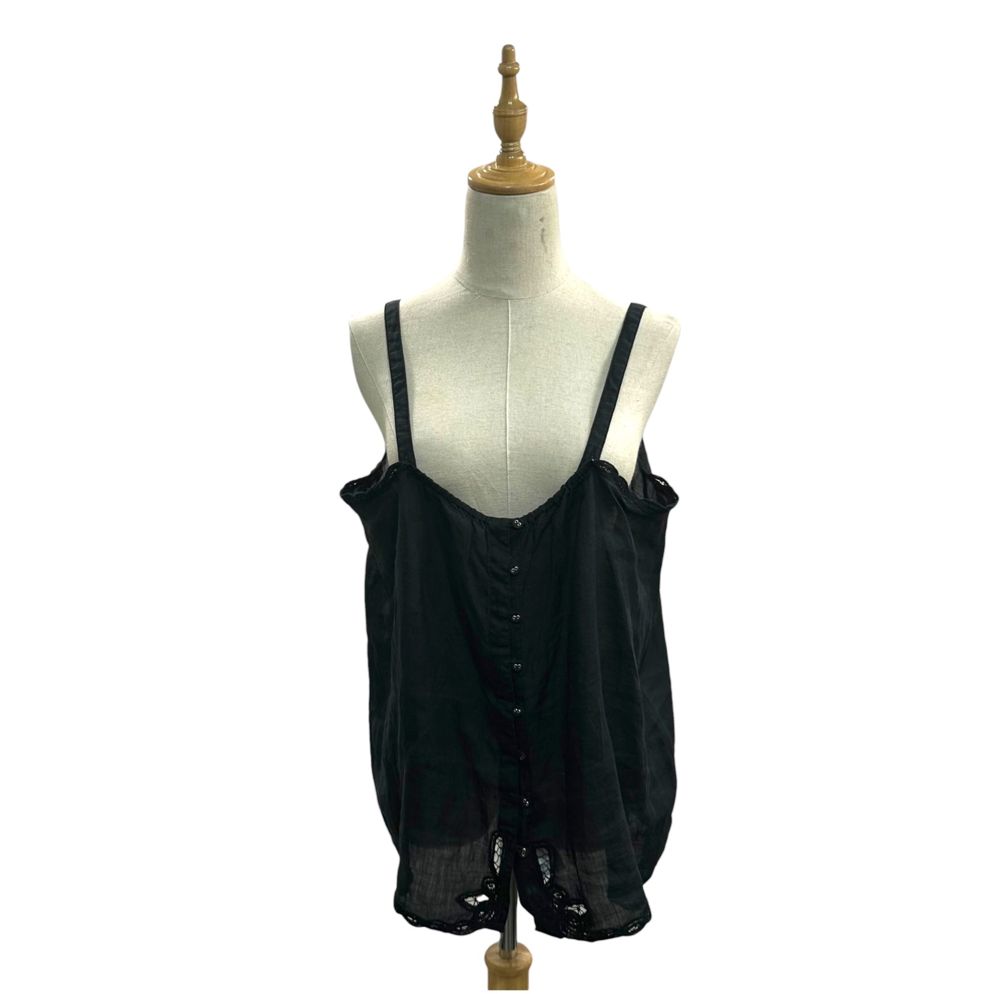 Vlas Blomme(ヴラスブラム) Linen lace camisole リネン レース キャミソール 131266 FREE ブラック