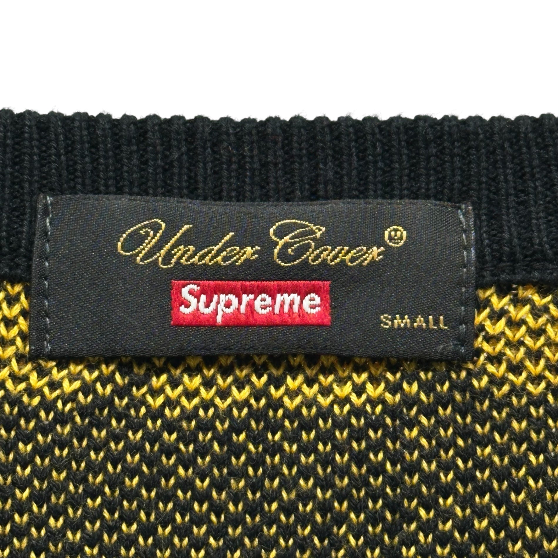 SUPREME×UNDERCOVER(シュプリーム×アンダーカバー) 18SS Public Enemy Sweater パブリック エネミー セーター S ブラック×イエロー クルーネック ニット