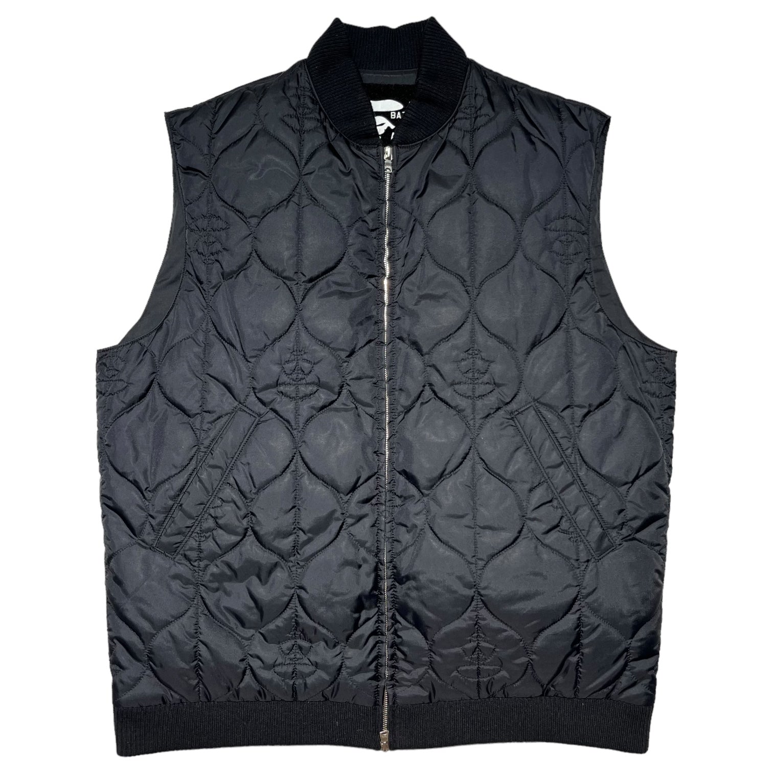 A BATHING APE(アベイシングエイプ) 90's face quilted down vest フェイズ キルティング ダウン ベスト L  ブラック 初期 90年代