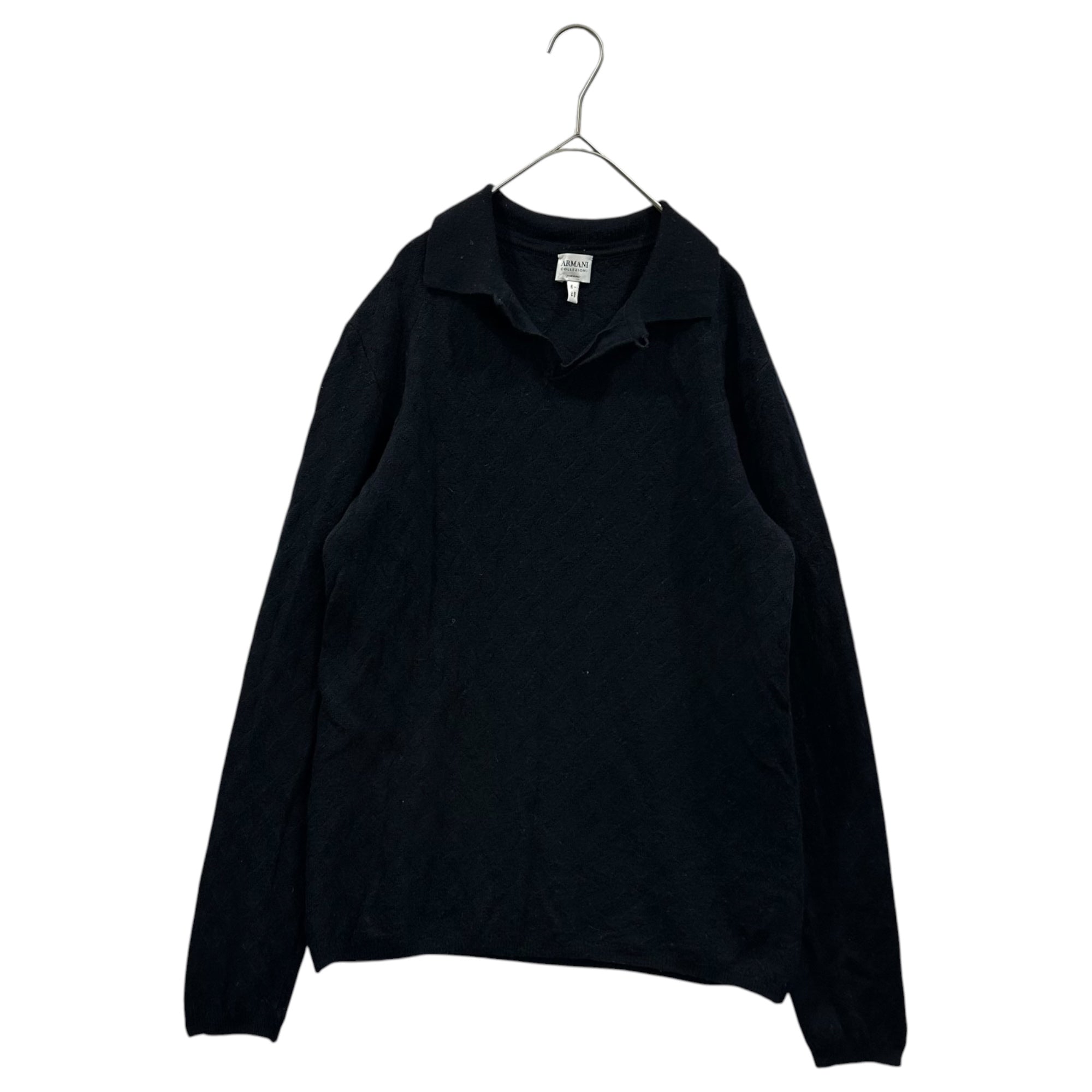 ARMANI COLLEZIONI(アルマーニコレツィオーニ) 90's 100% Merino Wool L/S Knit Polo Shirt メリノウール 100% 長袖 ニット ポロシャツ 5005B TG 50 ネイビー
