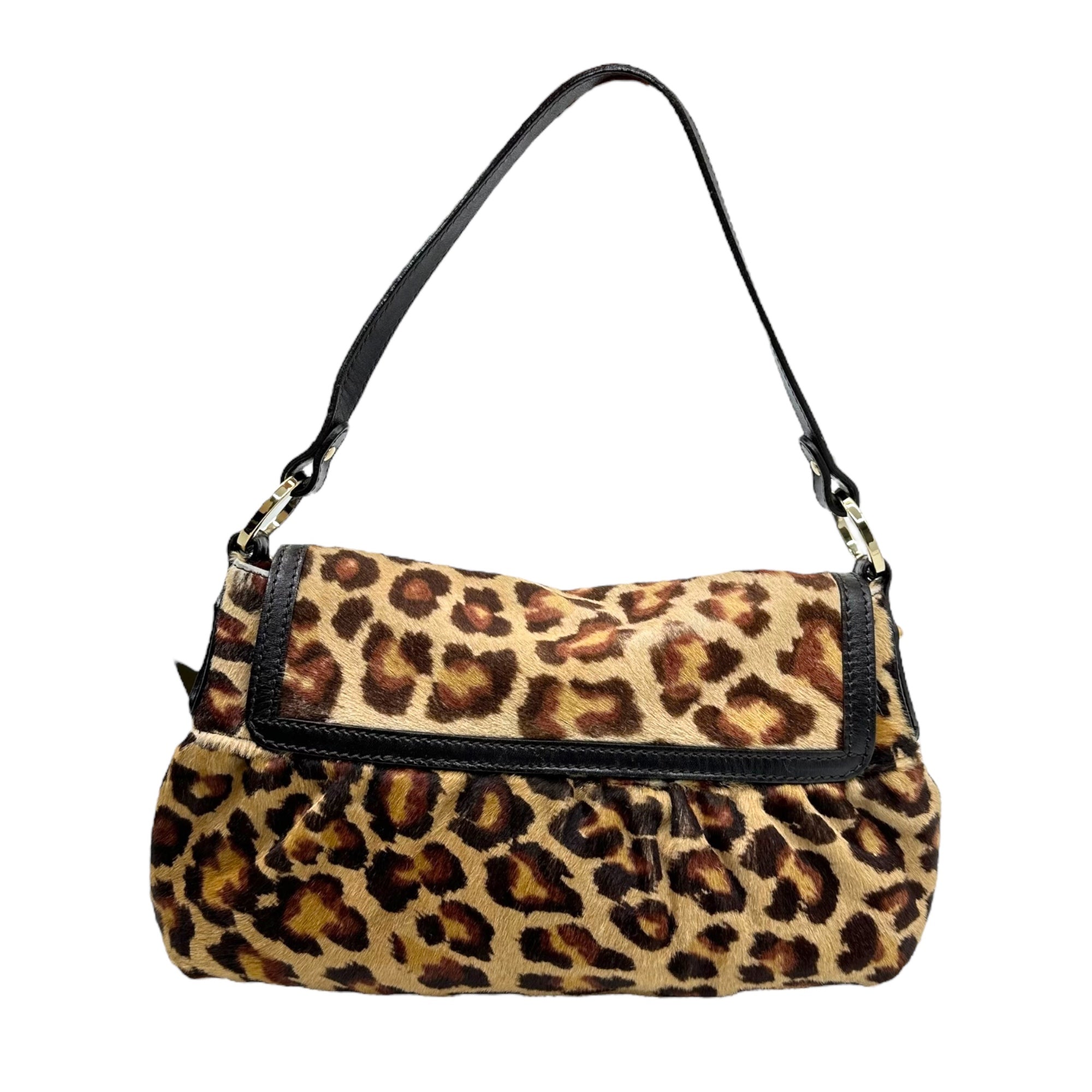 FENDI(フェンディ) Leopard halaco leather one shoulder bag レオパード ハラコ レザー ワンショルダー バッグ ベージュ×ブラウン ハンド