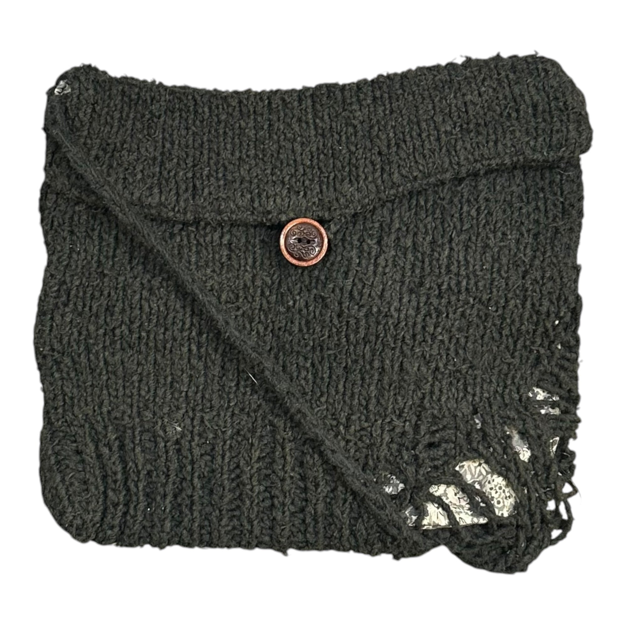 NUMBER (N)INE(ナンバーナイン) 2003SS ‘‘TOUCH ME I'M SICK‘‘ Grunge Knit Shoulder Bag グランジ ニット ショルダーバッグ カート期 ブラック 00's Archive アーカイブ