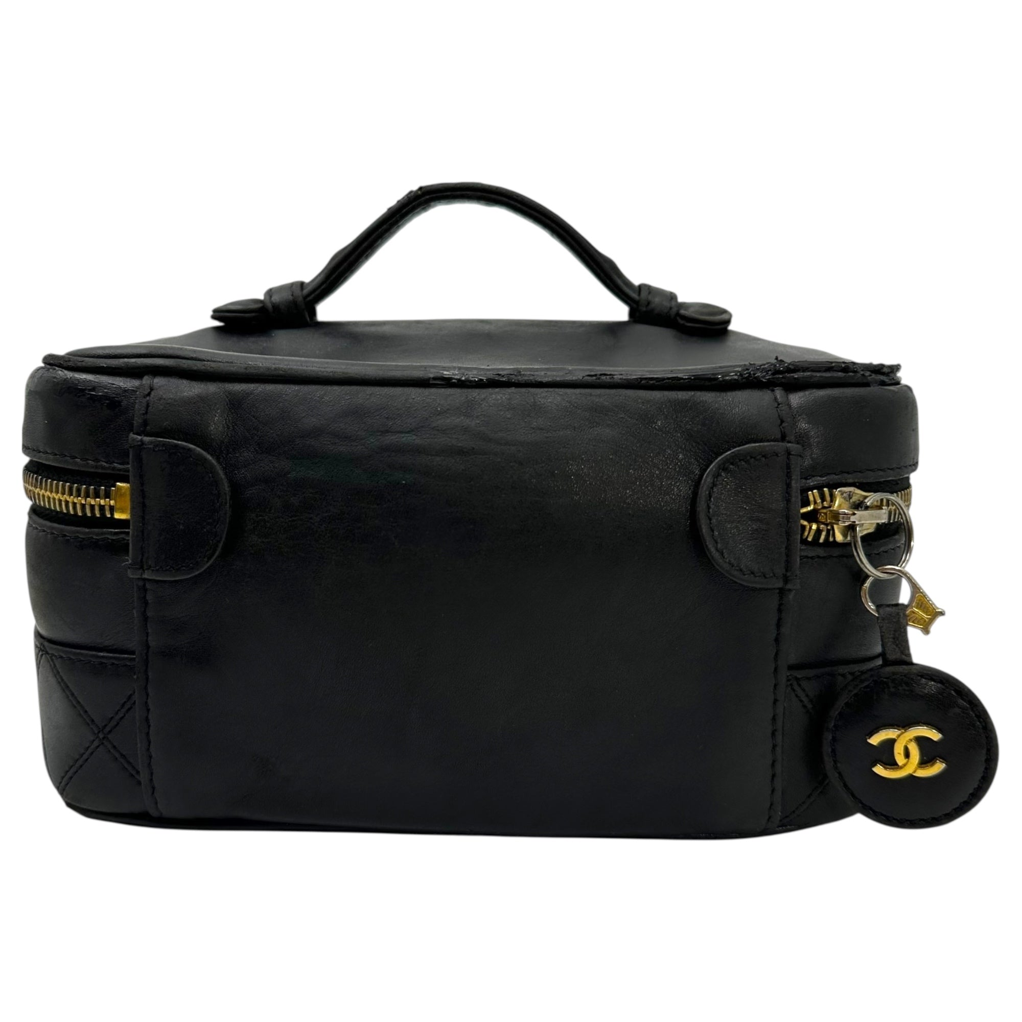 CHANEL(シャネル) 90's Bicolore Vanity Bag ビコローレ バニティ バッグ ブラック 90年代 化粧 ポーチ ハンド ヴィンテージ マトラッセ 2番台 2******