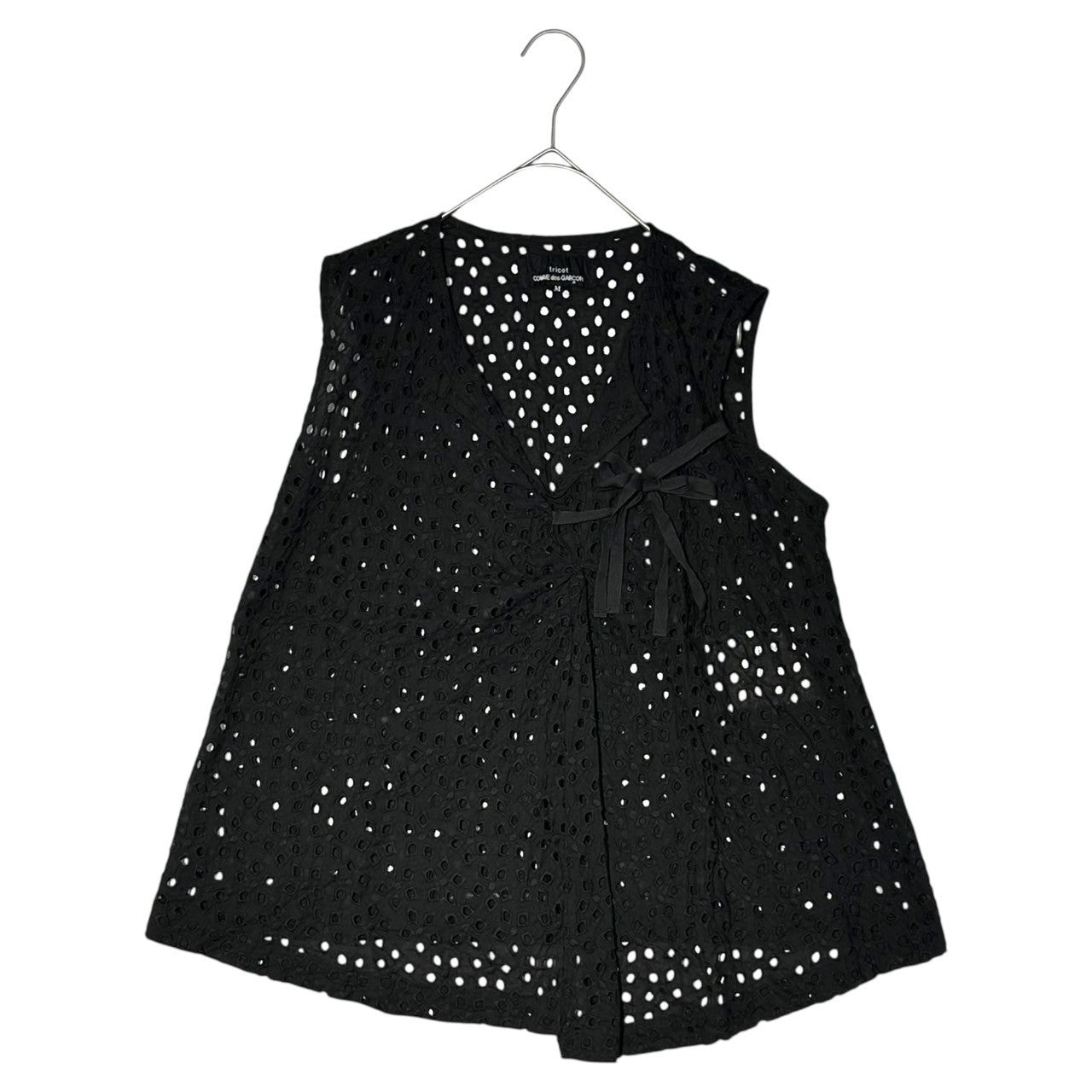 tricot COMME des GARCONS(トリココムデギャルソン) 07AW Cutwork Sleeveless Blouse カットワーク ノースリーブ ブラウス TT-B004 M ブラック AD2007