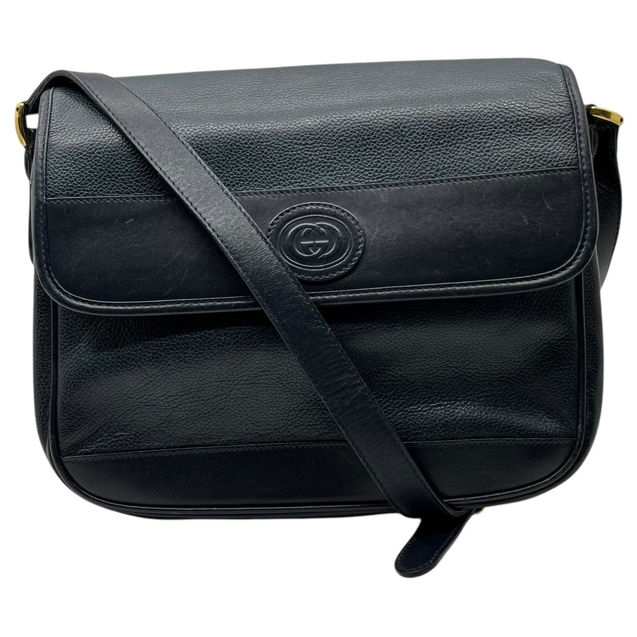 GUCCI(グッチ) Vintage GG Logo Leather Shoulder Bag ヴィンテージ GG ロゴ レザー ショルダー バッグ 001・14・0925 ネイビー OLD