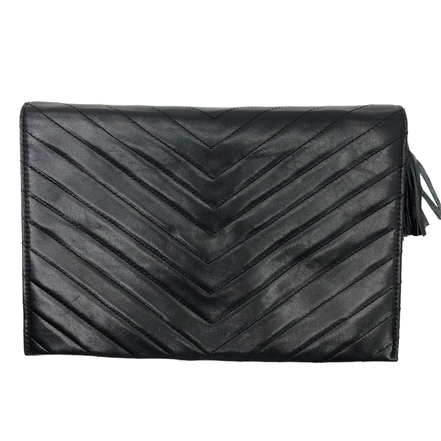 YVES SAINT LAURENT(イヴサンローラン) V stitch clutch bag Vステッチ クラッチ バッグ ブラック セカンド