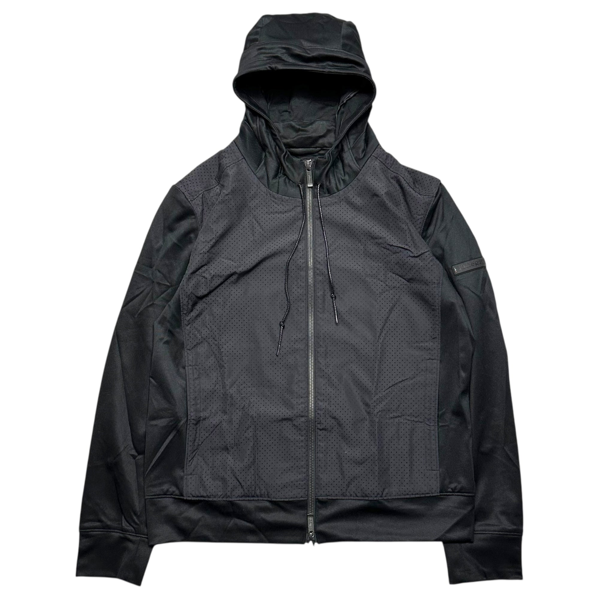 allegri(アレグリ) Sleeve Logo Mesh Zip-Up Hoodie 袖 ロゴ メッシュ ジップアップ フーディ パーカー Q1P80-300-09 48(L) ブラック
