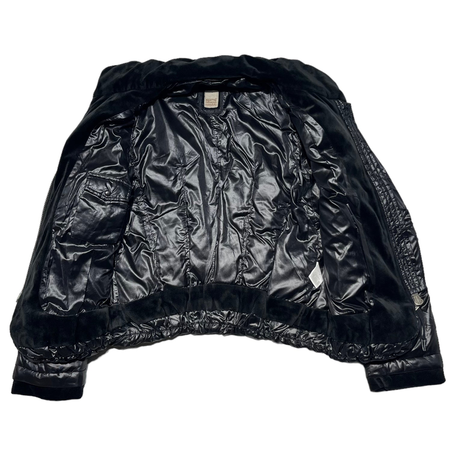 MARITHE FRANCOIS GIRBAUD(マリテフランソワジルボー) 00's velor padded jacket ベロア 切替 中綿 ジャケット ダウン F7-7086 M ブラック Y2K