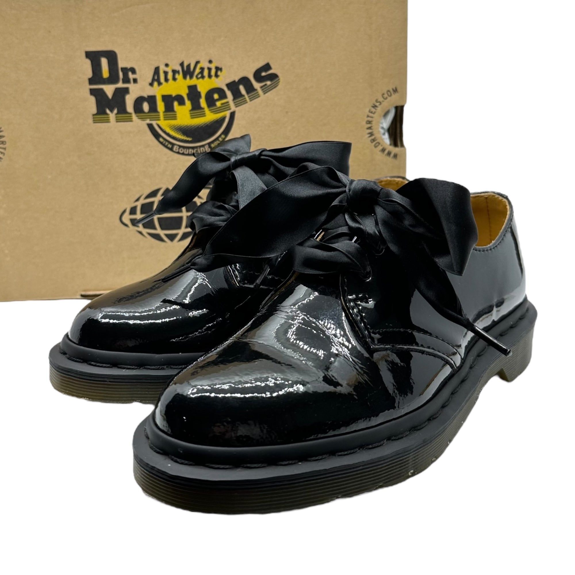 DR.MARTENS×BEAMS(ドクターマーチン×ビームス) PATENT LAMPER パテント レザー 3ホール シューズ リボン 1461B 24cm ブラック Ray BEAMS別注