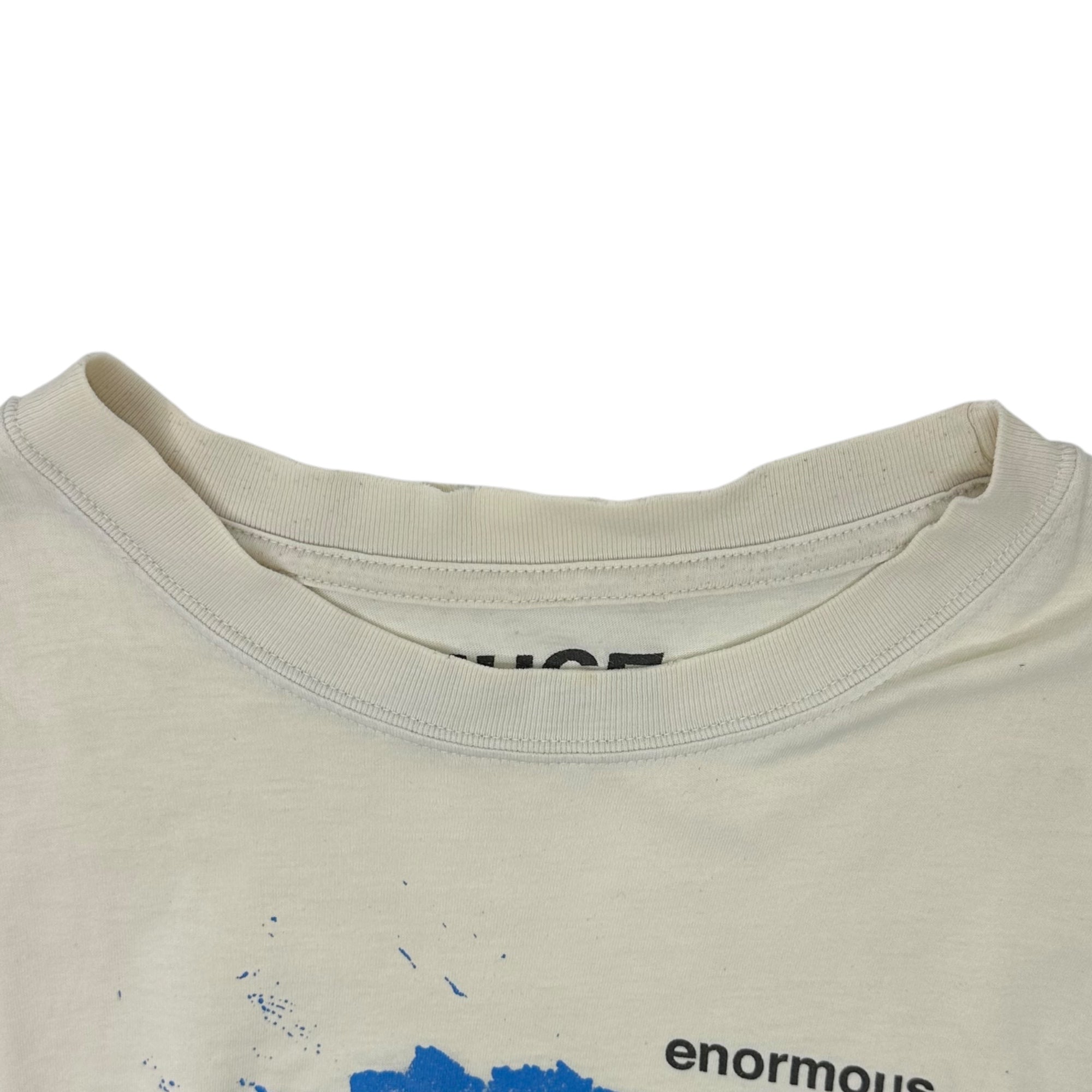 HUgE × FRAGMENT DESIGN(ヒュージ × フラグメントデザイン) Lottery initial print T-shirt 抽選 初期 プリント Tシャツ ホワイト×ブルー