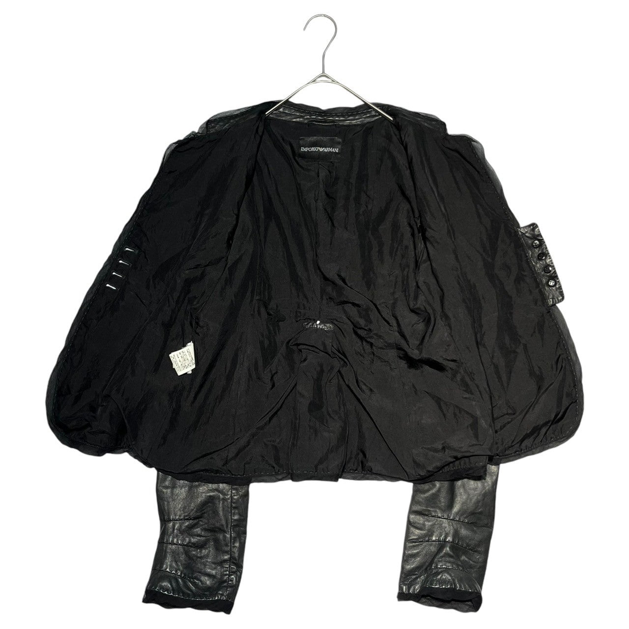 EMPORIO ARMANI(エンポリオアルマーニ) Silk tulle leather jacket シルク チュール レザー ジャケット 34(S程度) ブラック