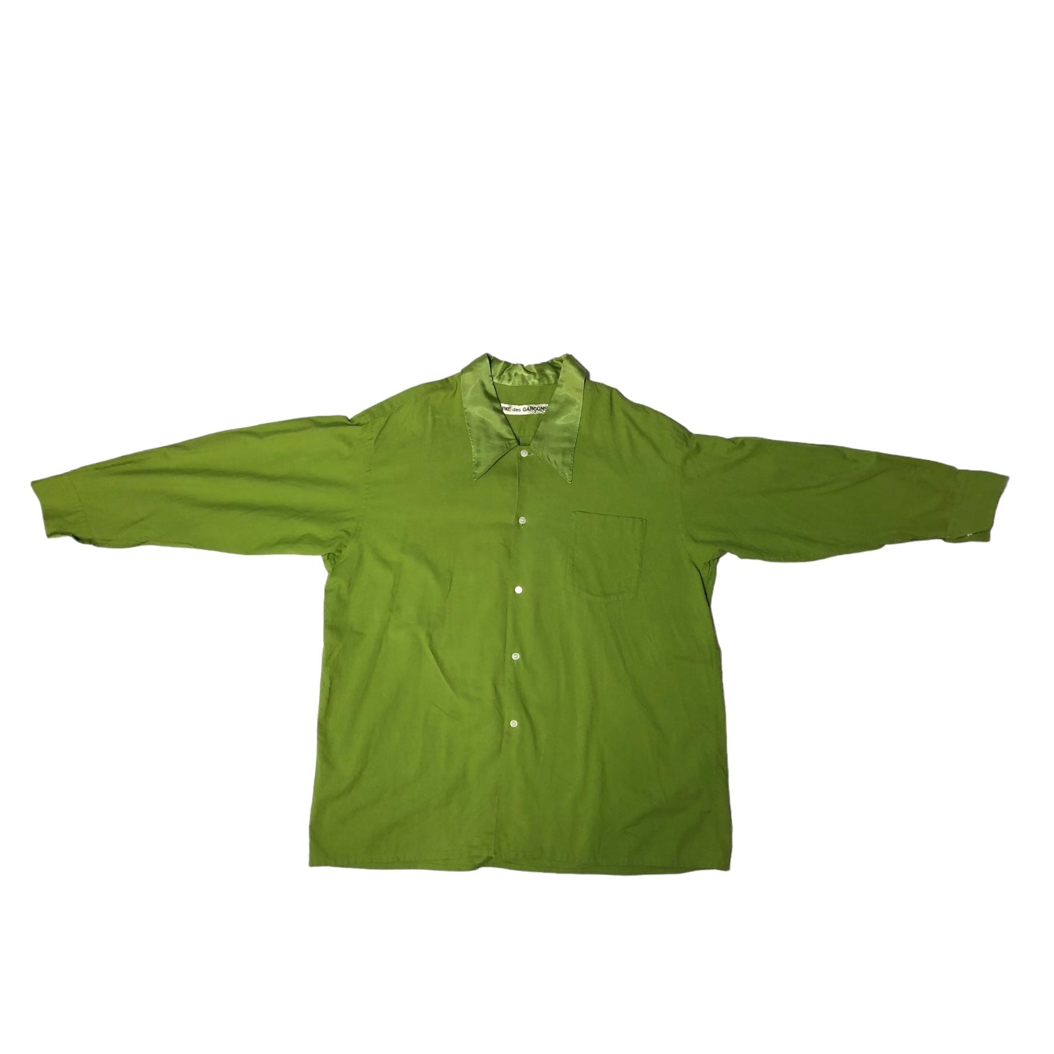 COMME des GARCONS(コムデギャルソン) Vintage Collar Satin Switch Oversize Shirt ヴィンテージ襟サテン切替オーバーサイズシャツ 表記無し(L~XL程度) グリーン