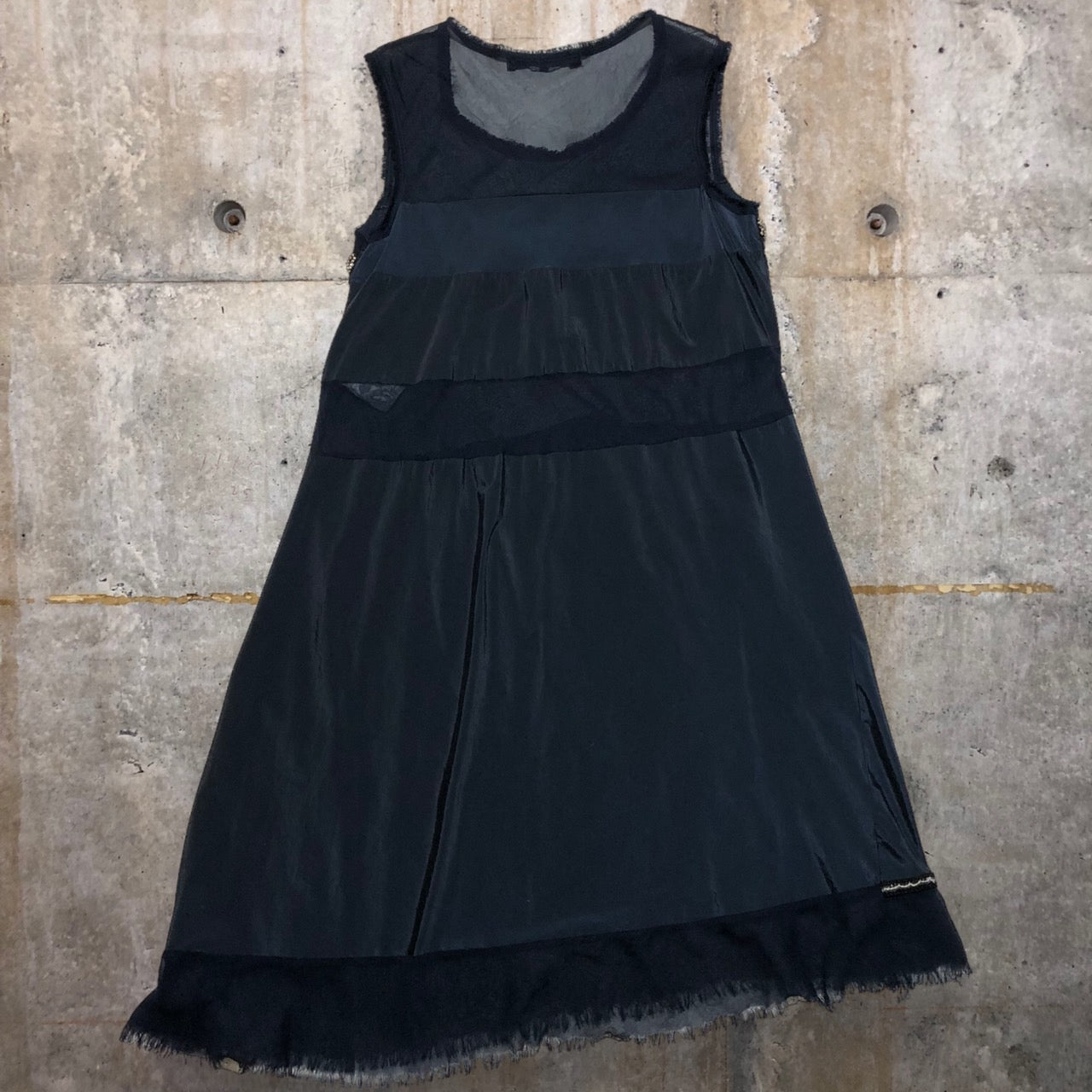 COMME des GARCONS JUNYA WATANABE(コムデギャルソンジュンヤワタナベ) 14SSスパンコール・ビーズ装飾ノースリーブドレス/ワンピース JM-O042 SIZE XS ネイビー AD2013