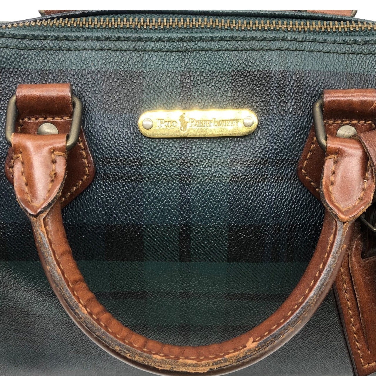 POLO RALPH LAUREN(ポロラルフローレン) old check mini boston bag オールド チェック ミニボストン バッグ グリーン
