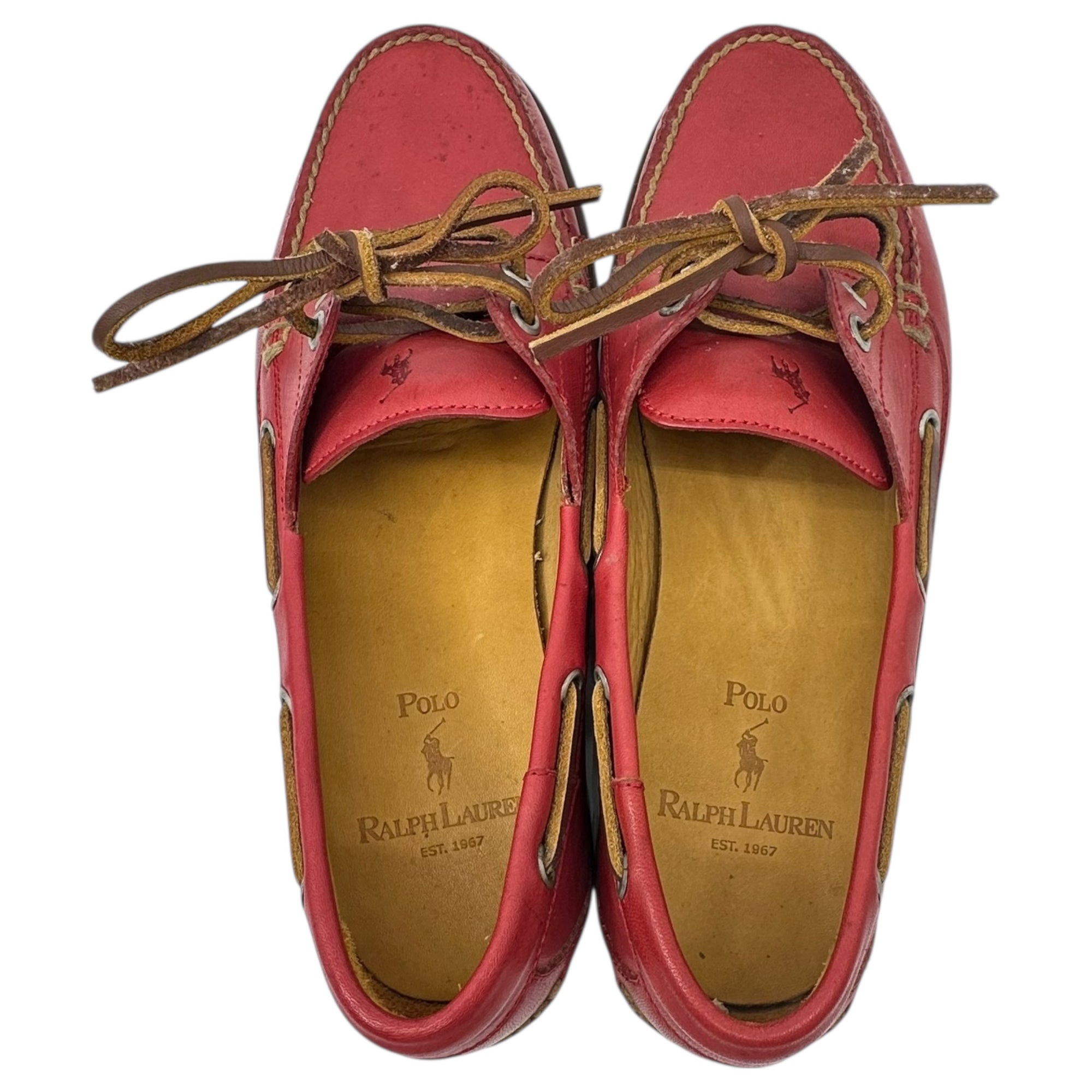 POLO RALPH LAUREN(ポロラルフローレン) Pony Logo Leather Deck Shoes ポニー ロゴ レザー デッキ シューズ 8EE(26cm程度) レッド