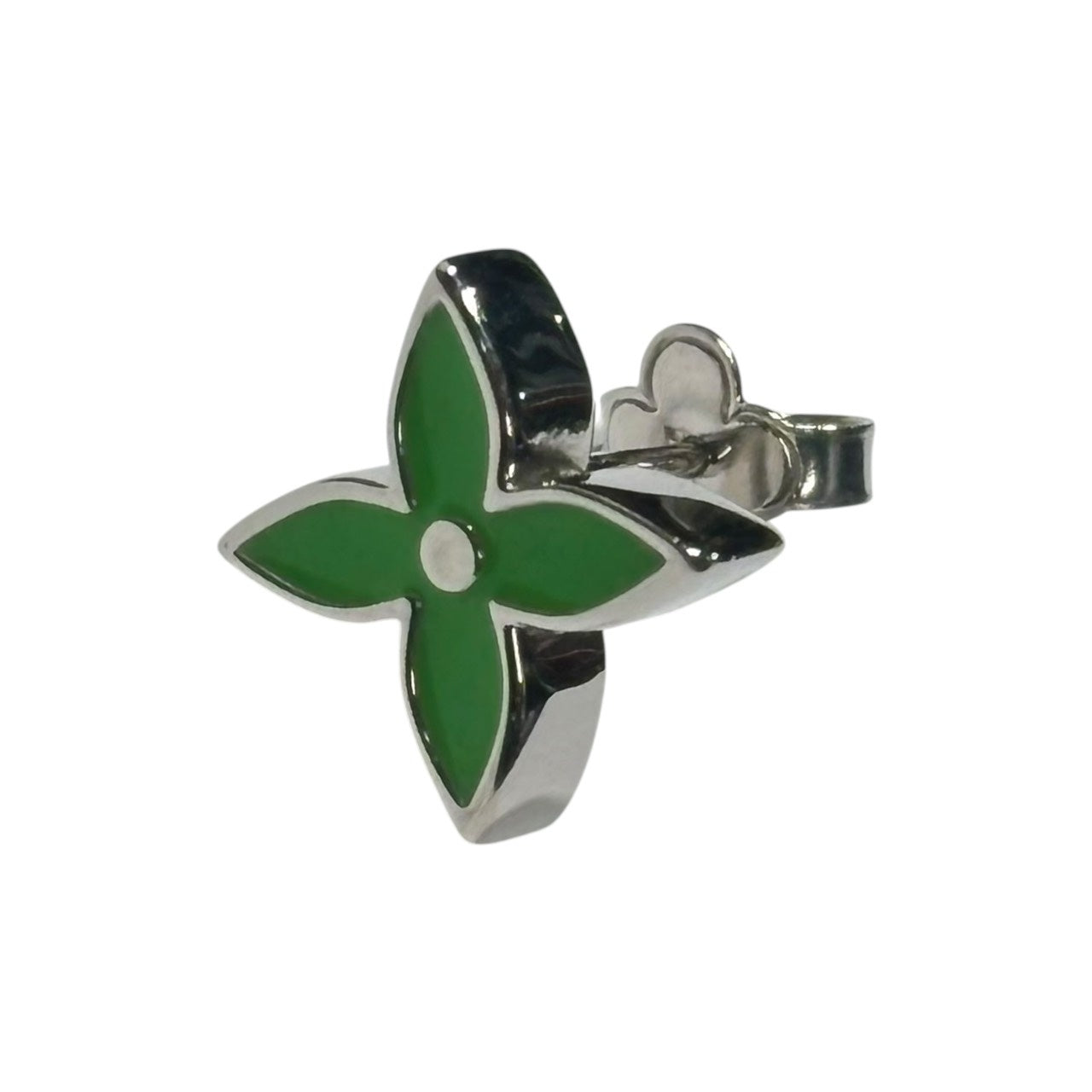 LOUIS VUITTON(ルイヴィトン) Bookle Monogram Party Earrings ブックル モノグラム パーティー ピアス 型番:MP3283 製造番号:AK0222 グリーン×シルバー 片方のみ