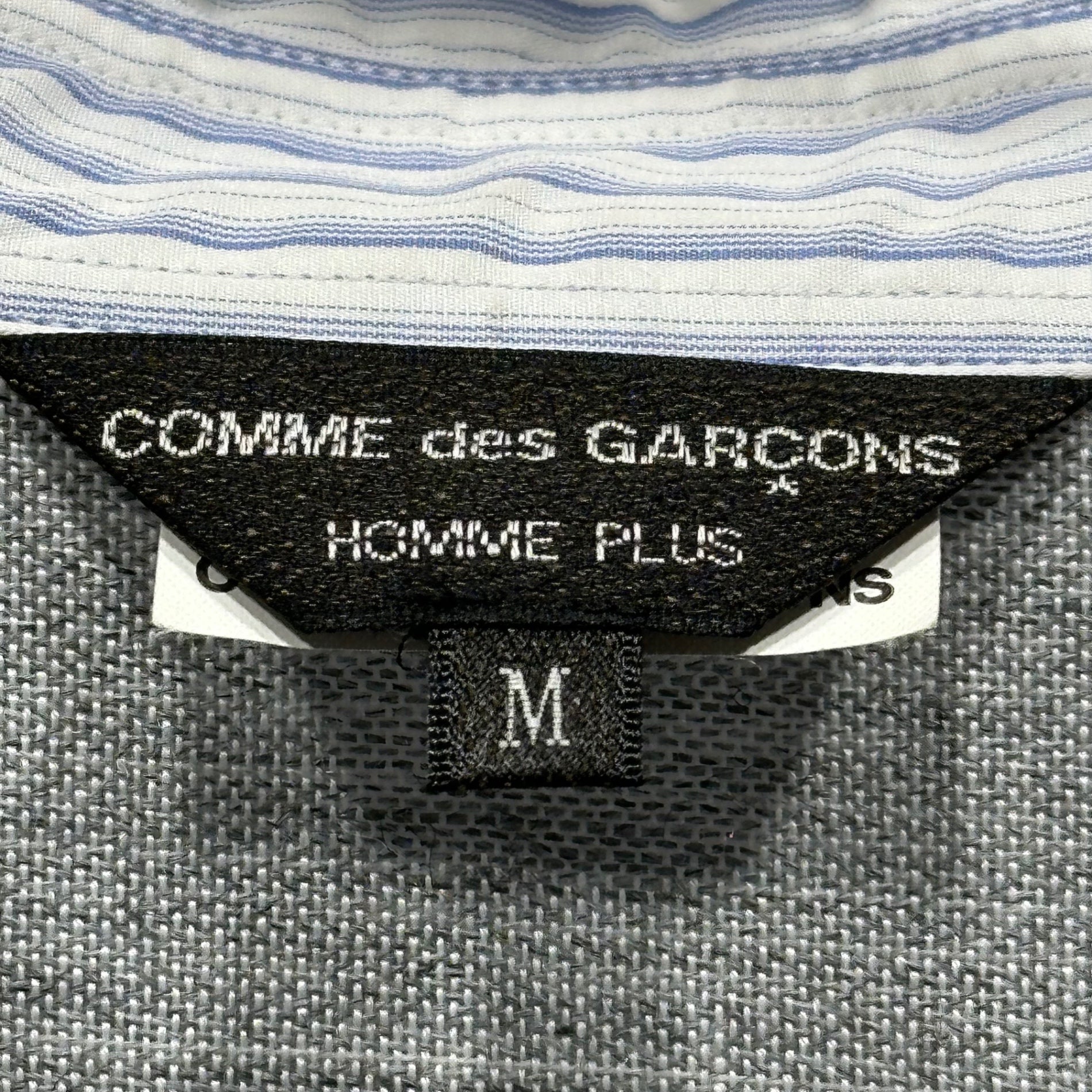 COMME des GARCONS HOMME PLUS(コムデギャルソンオムプリュス) 18SS Center Mixed-Fabric Striped L/S Shirt センター 異素材 切替 ストライプ 長袖 シャツ PA-B003 M グレー×ブルー AD2017 DISCO期