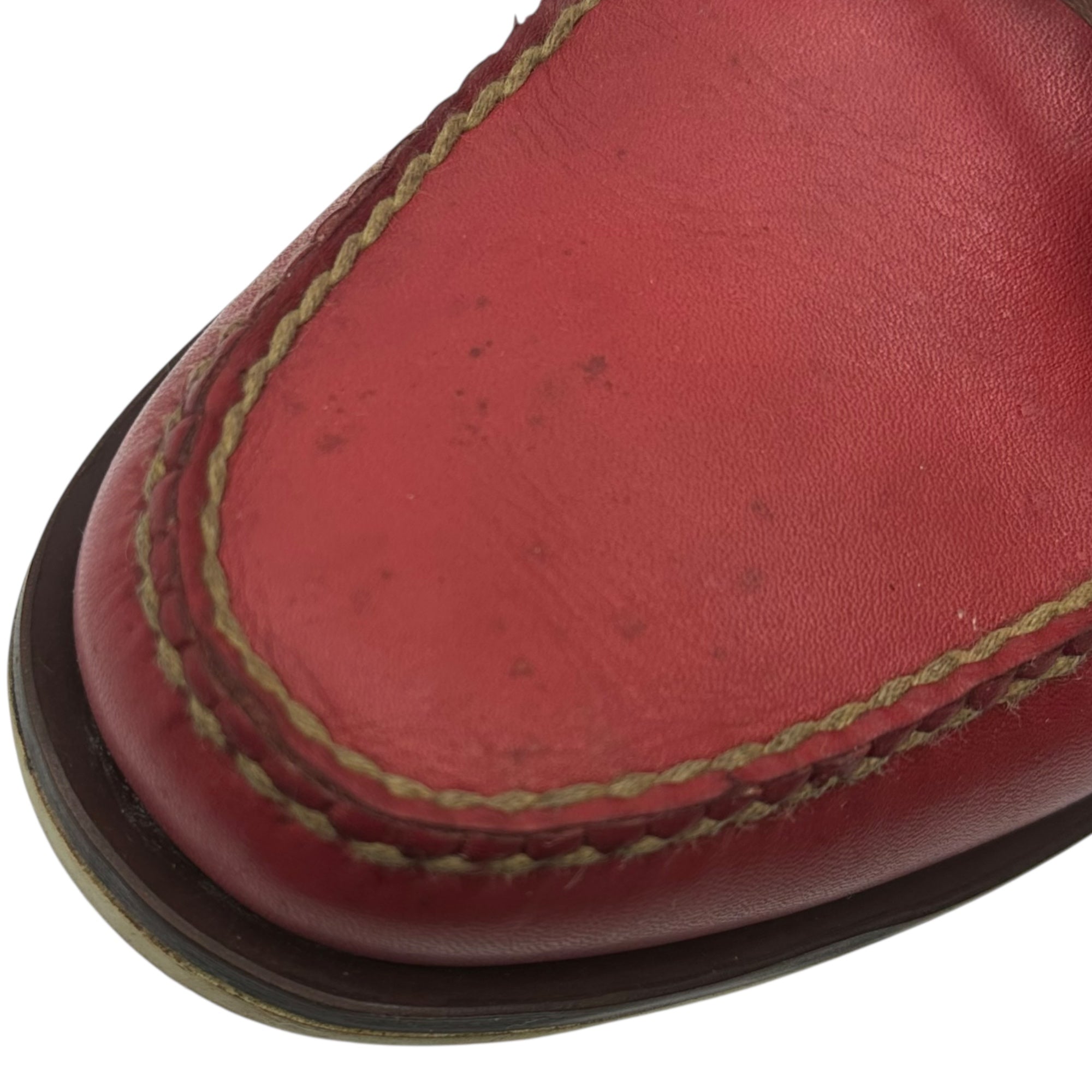 POLO RALPH LAUREN(ポロラルフローレン) Pony Logo Leather Deck Shoes ポニー ロゴ レザー デッキ シューズ 8EE(26cm程度) レッド